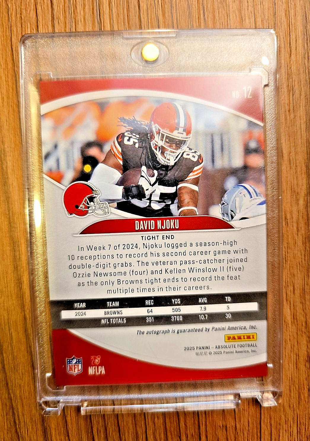 2025 Absolute David Njoku Auto Red Stars Cleveland Browns Autograph