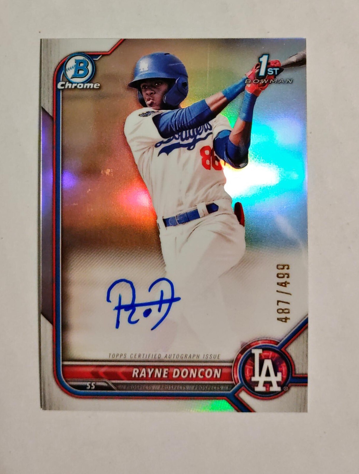 Rayne Doncon 2022 1st Bowman Chrome AUTO Prospect REFRACTOR 487/499 RC z2