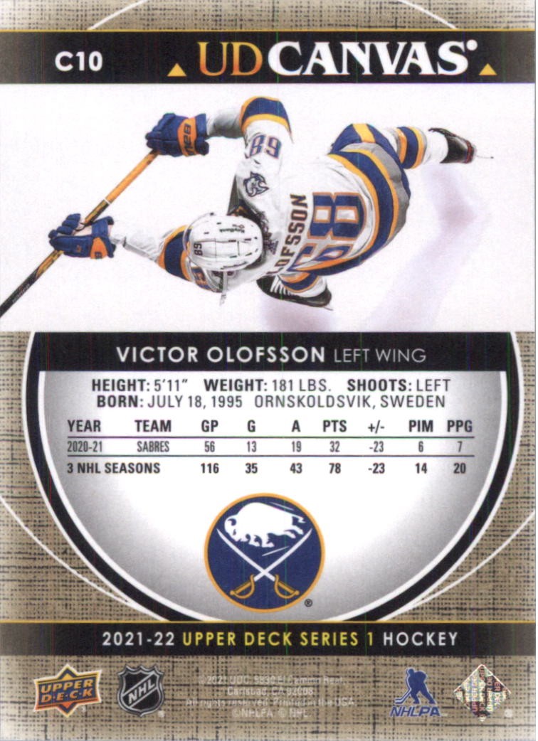2021-22 Upper Deck Canvas #C10 Victor Olofsson – HKY