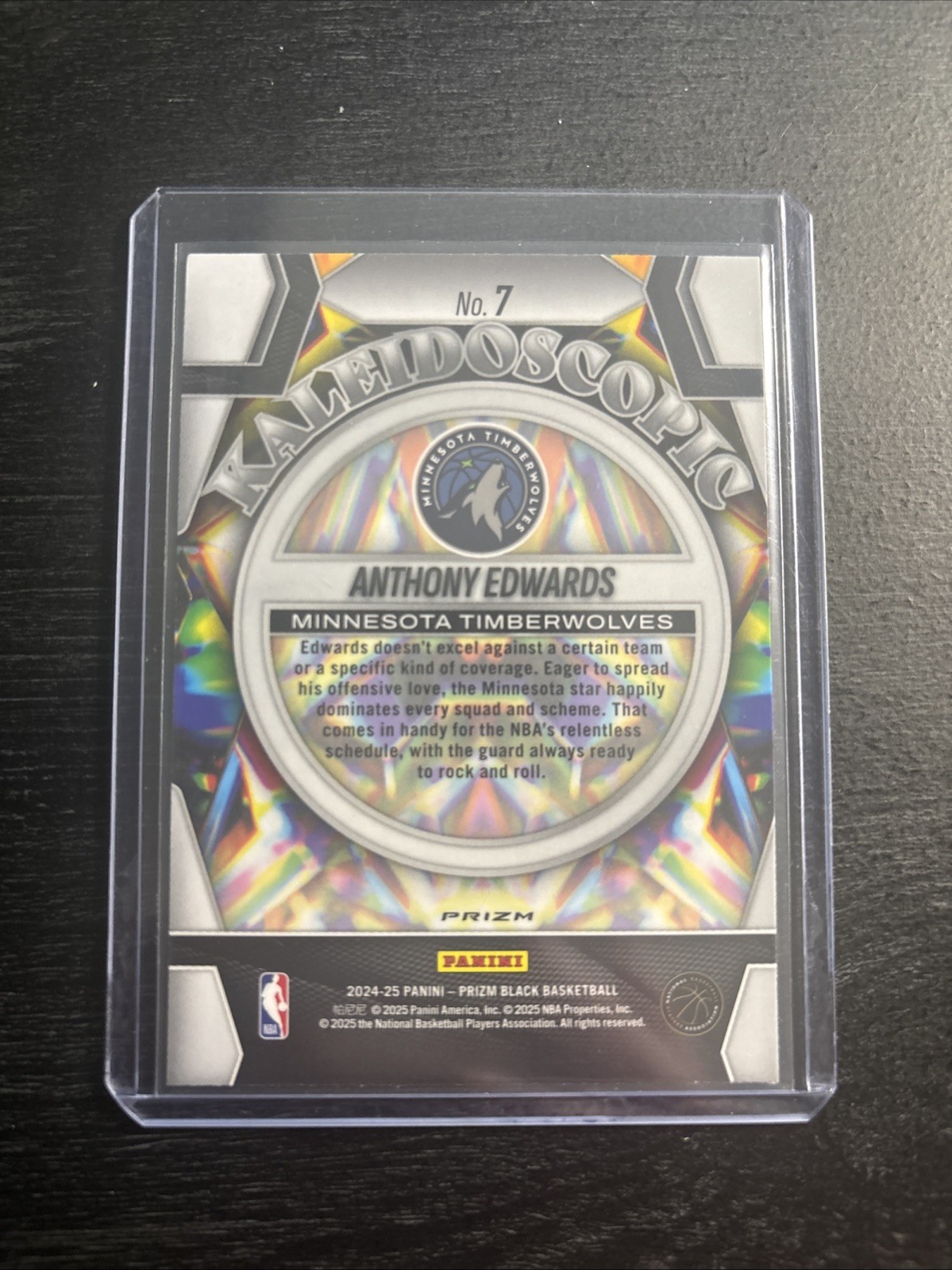 2024-25 Panini Prizm Black – Kaleidoscopic Anthony Edwards #7 Silver Prizm