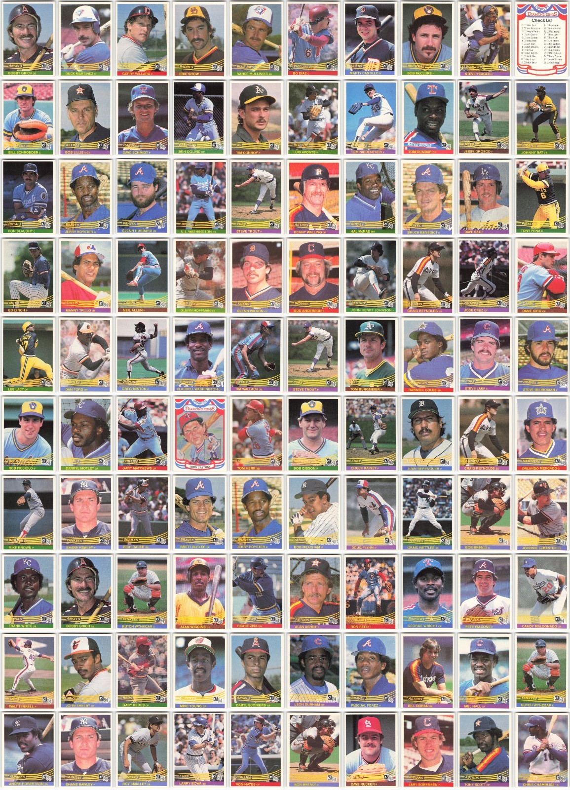 1984 Donruss Lot of 100 MLB Baseball Cards Collection – Exact Cards Shown