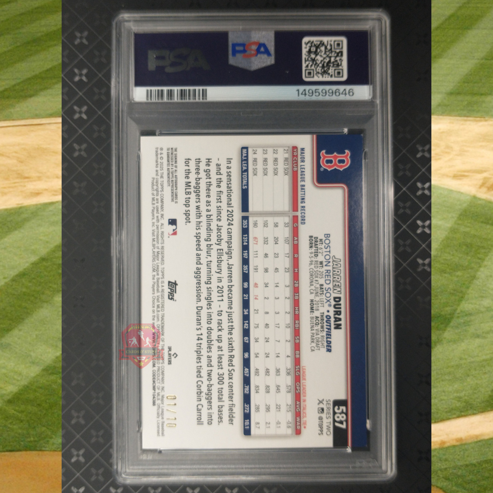 2025 Topps Series 2 – Black Foil Auto /10 – Jarren Duran #587