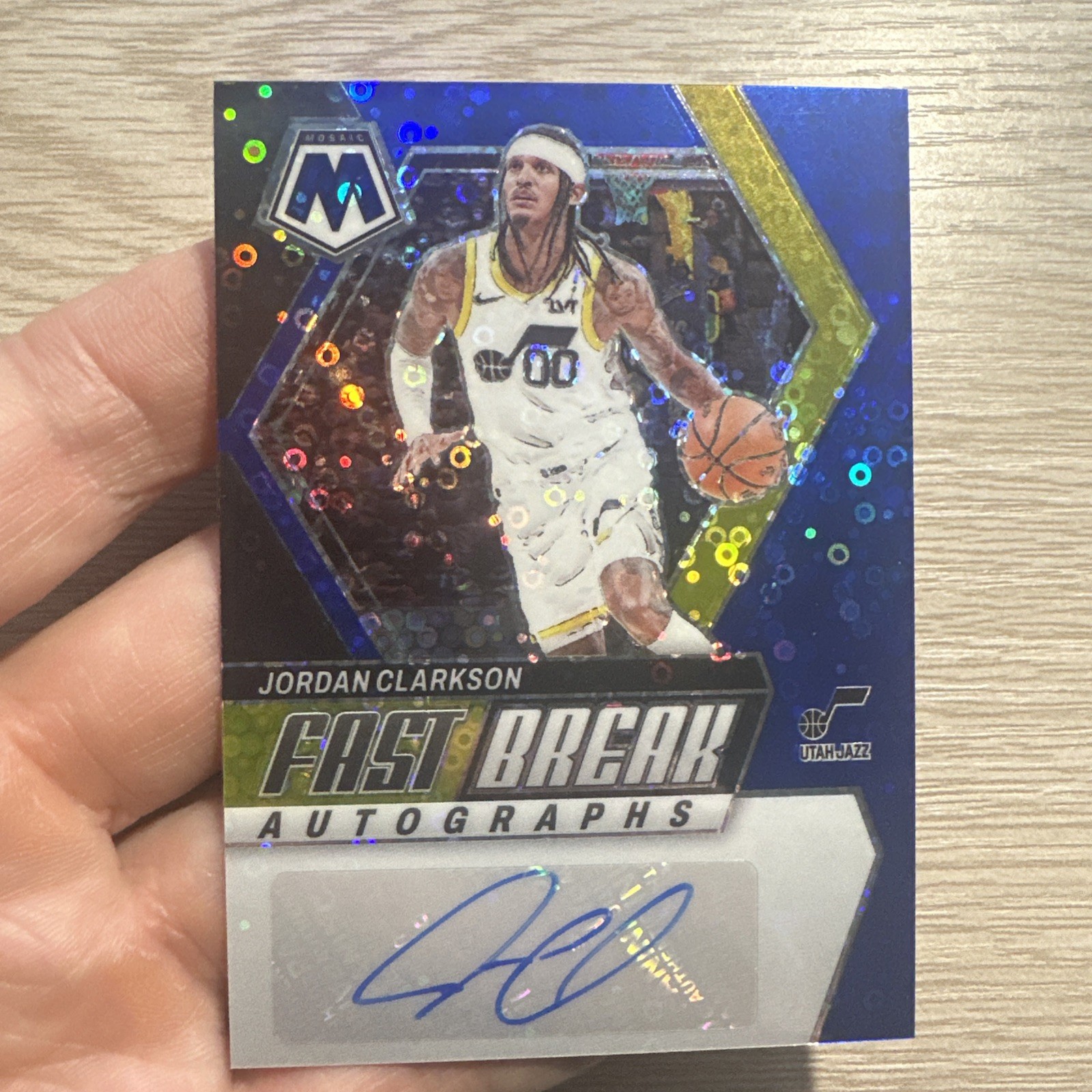 Jordan Clarkson 2023-24 Panini Mosaic Auto Fast Break Disco Blue /25 KNICKS 🏆🏆