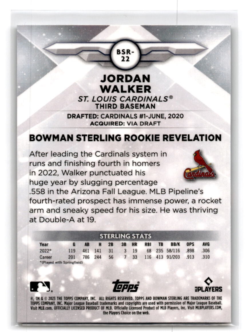 2023 Bowman Sterling Jordan Walker RC #BSR-22 Cardinals