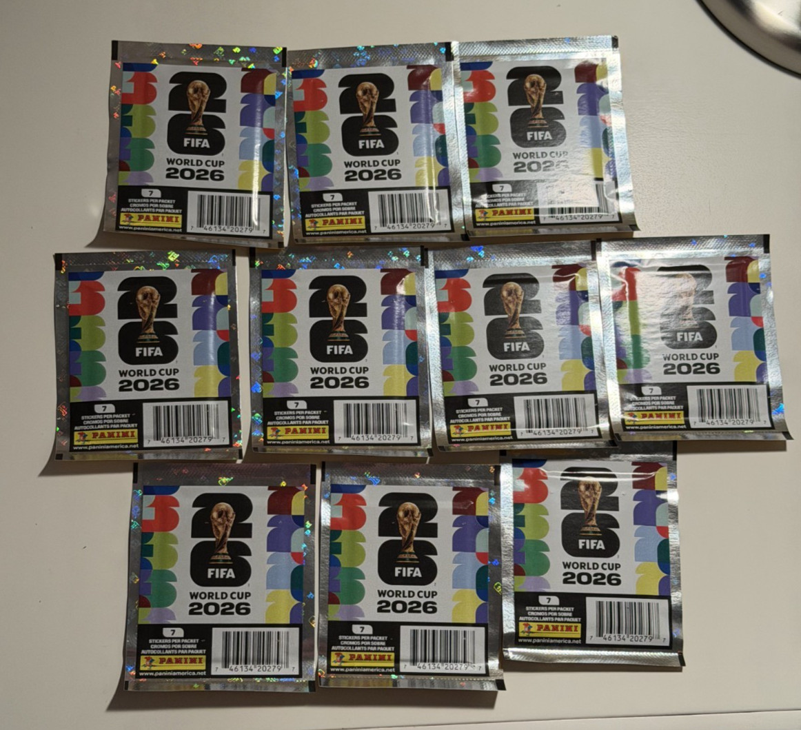 2026 Panini FIFA World Cup Gold Crumple SEALED Sticker Pack LOT of 10 Packs