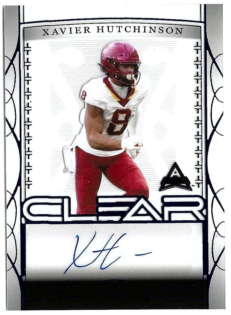 2022 Xavier Hutchinson Leaf Trinity Rookie Clear Navy Auto 44/49 Houston Texans