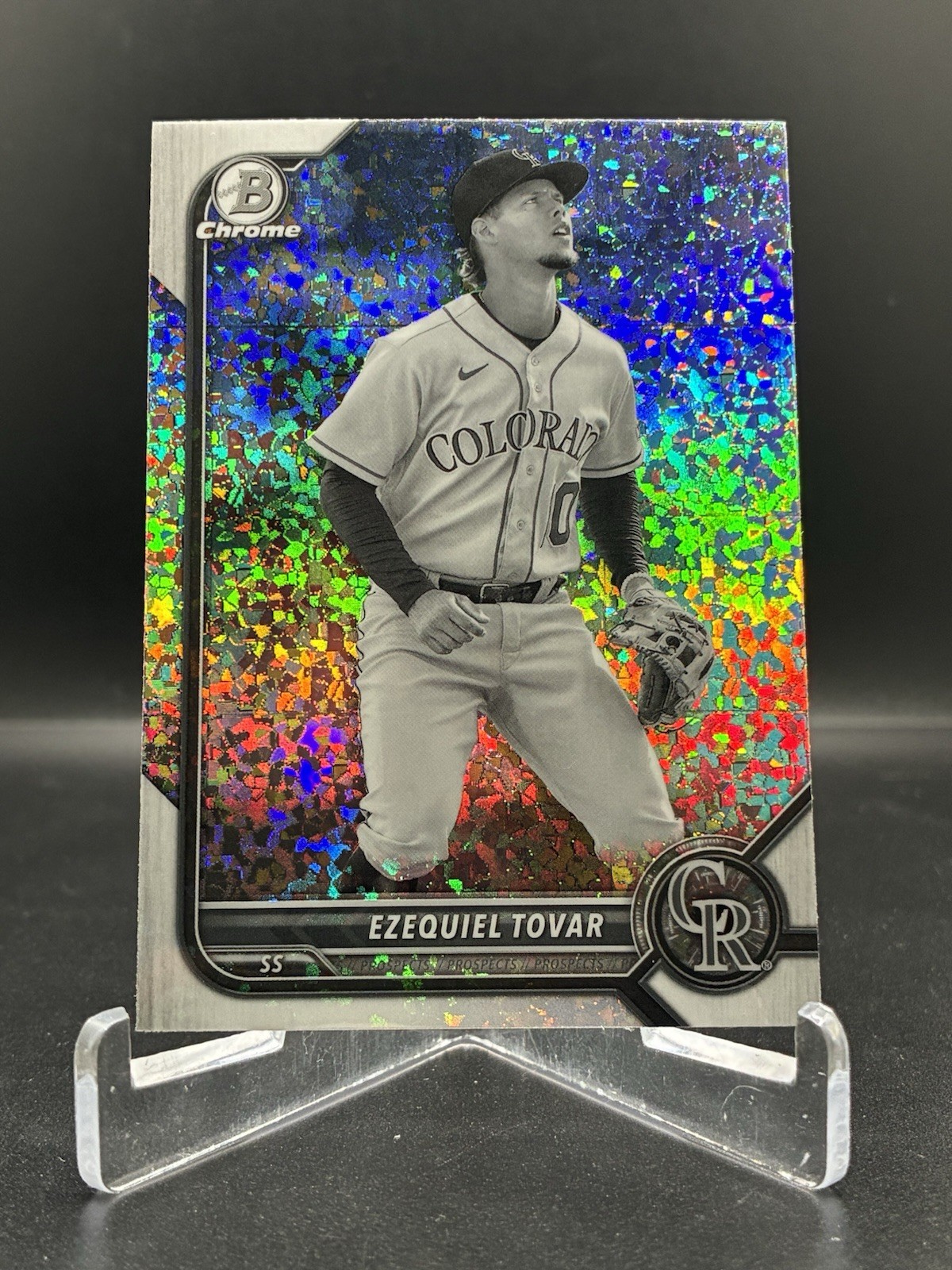 Ezequiel Tovar 2022 Bowman Chrome Black and White Mini Diamond Rockies MLB