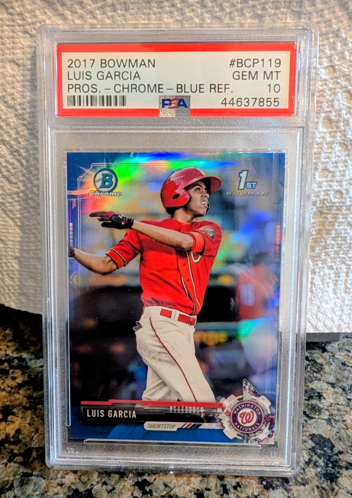 2017 1st Bowman Chrome Blue Refractor 71/150 Luis Garcia #BCP119 PSA 10 Yankees