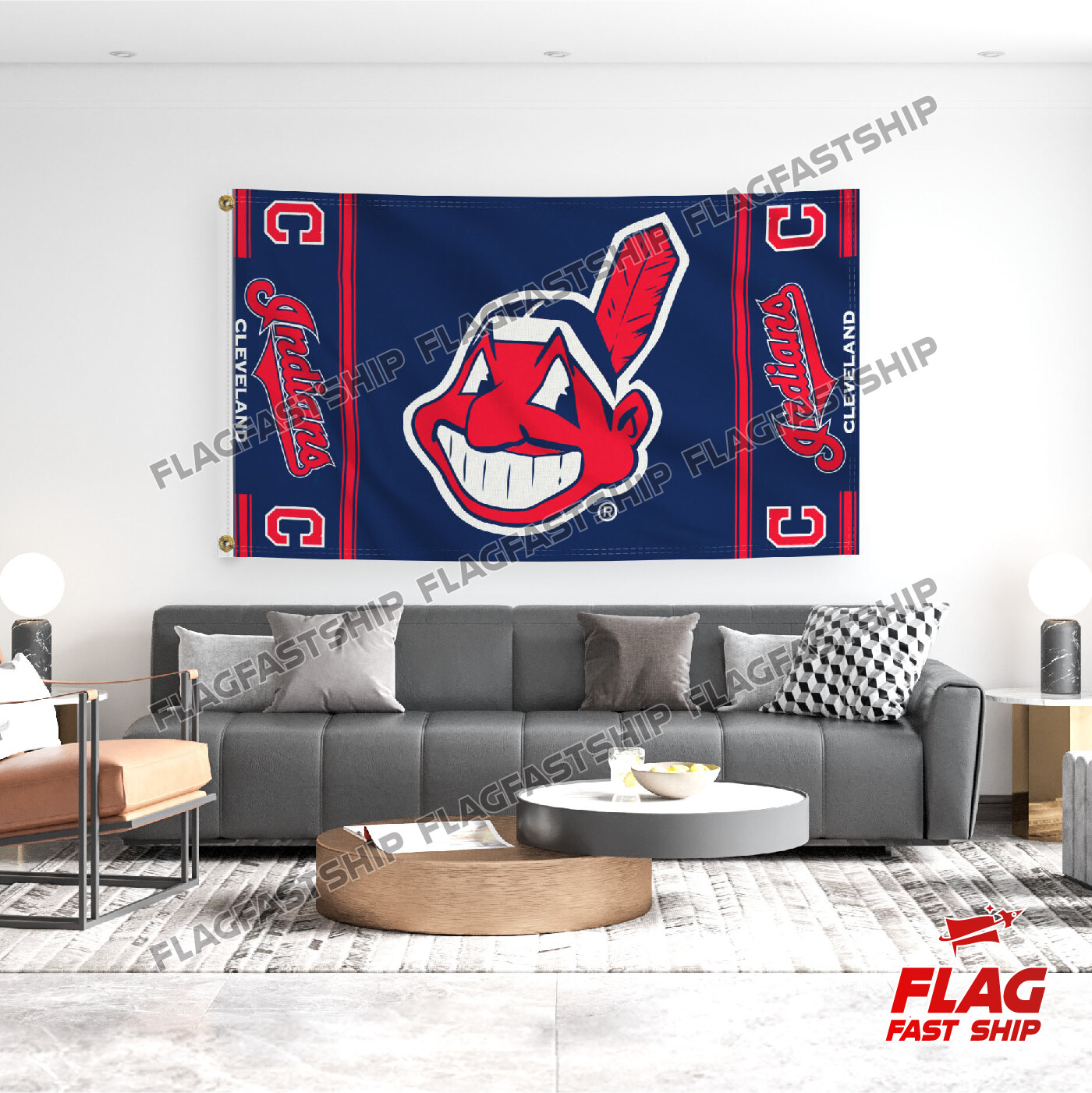 Cleveland Indians Flag 3×5 FT Logo w Grommets 2022 Design MLB FREE Shipping