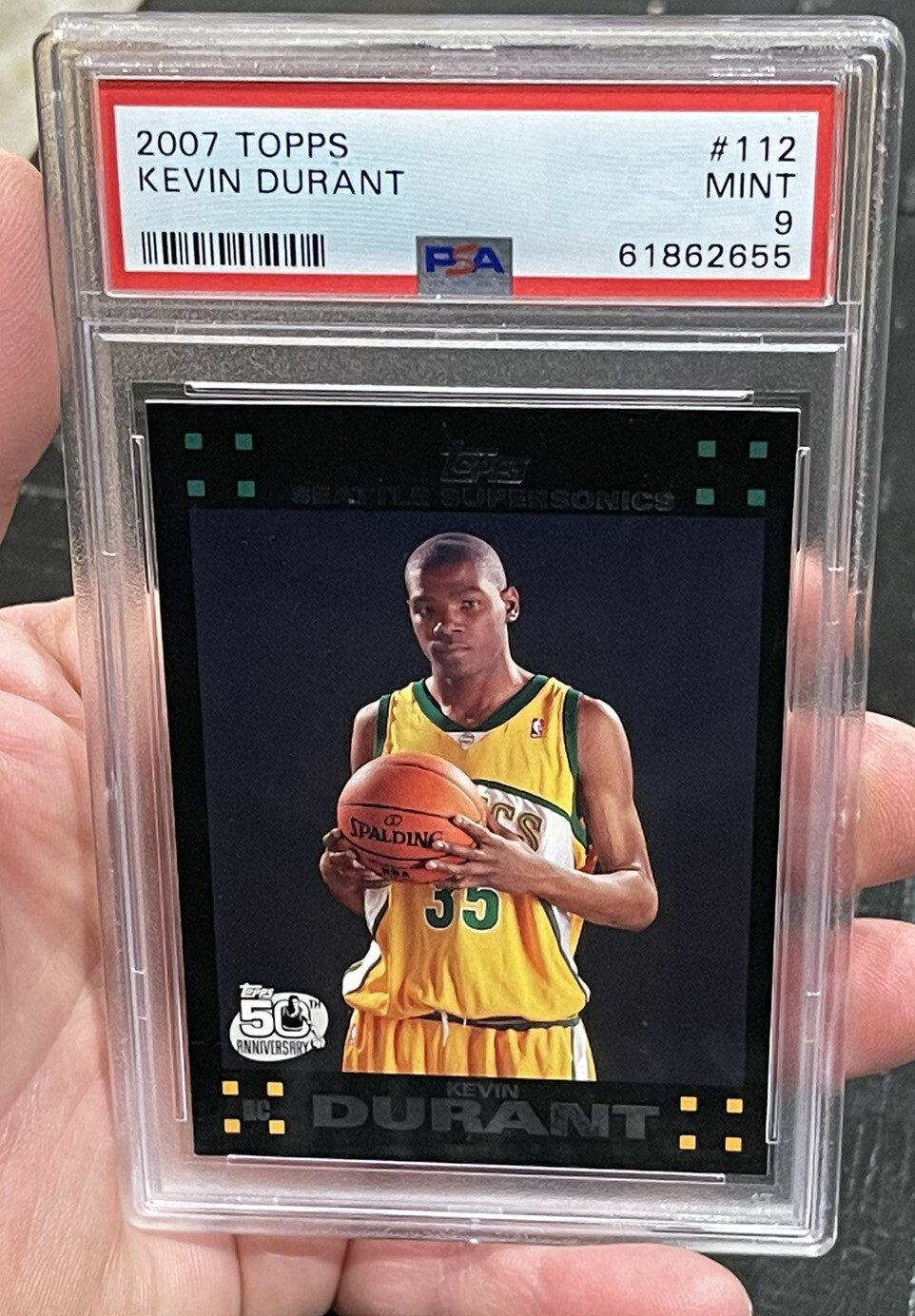 2007 Topps Kevin Durant ROOKIE PSA 9 MINT #112 RC CLEAN BLACK BORDERS ~2655