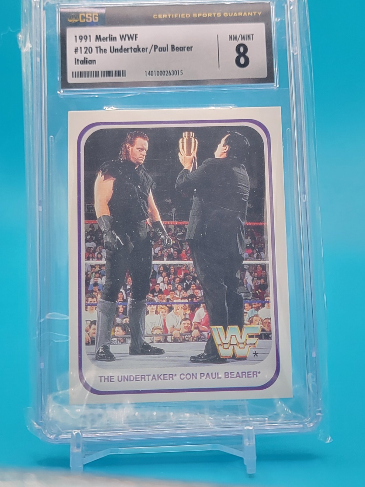 1991 Merlin WWF The Undertaker Paul Bearer Rc #120 CSG 8 ITALIAN Wrestling Card