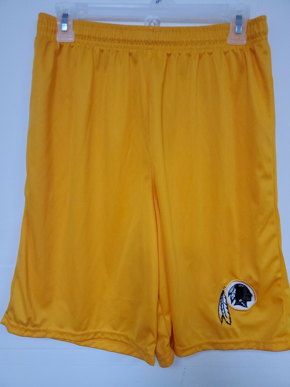0725 Mens NFL WASHINGTON REDSKINS Polyester SHORTS BLACK MAROON GOLD New