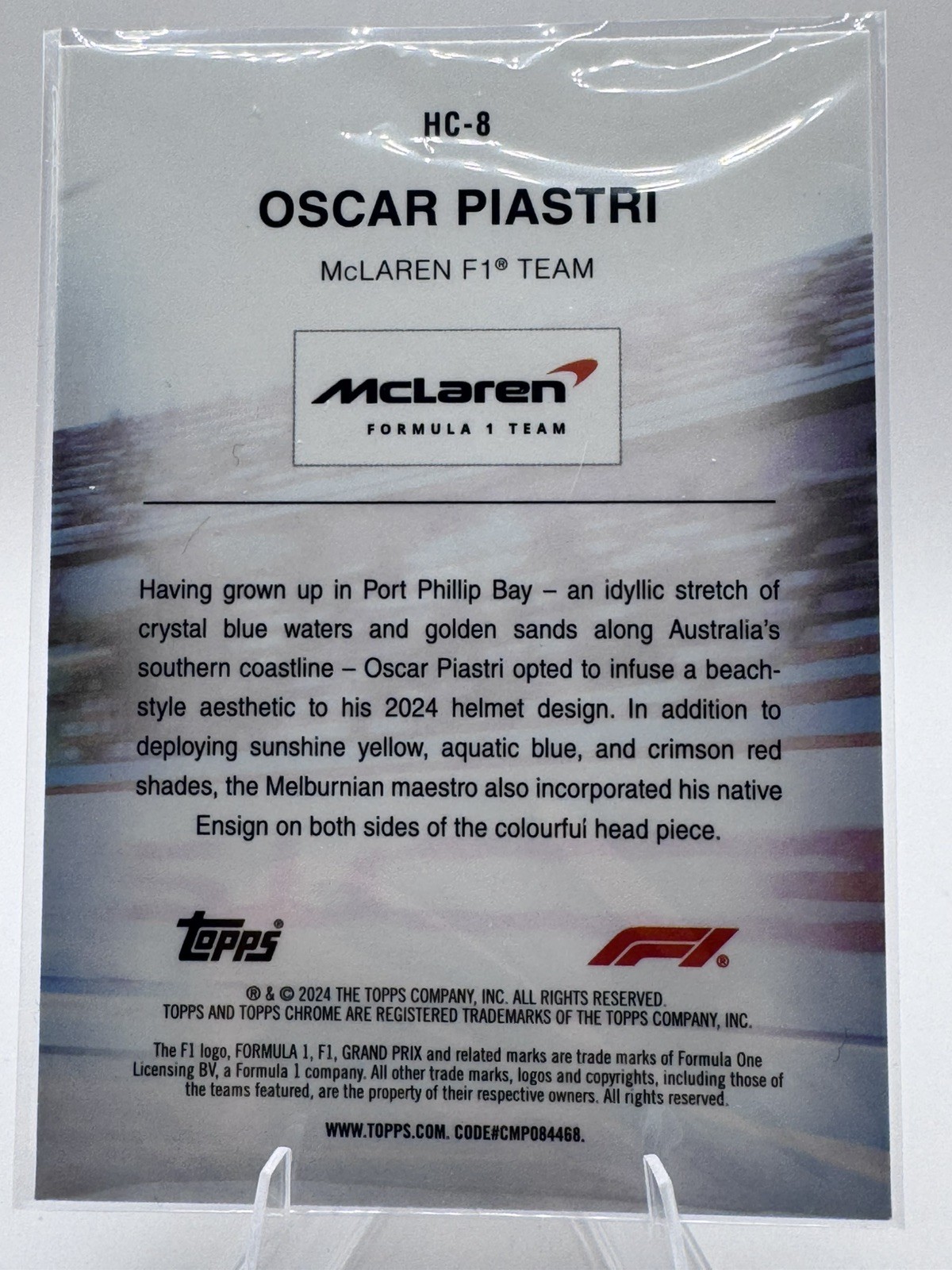 2024 Topps Chrome Formula 1 – Helmet Collection Oscar Piastri #HC-8