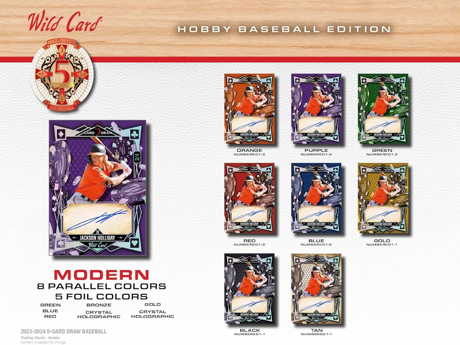 2024 Wild Card Baseball Five Card Draw Rookie & Prospects 5 Autograph Cards