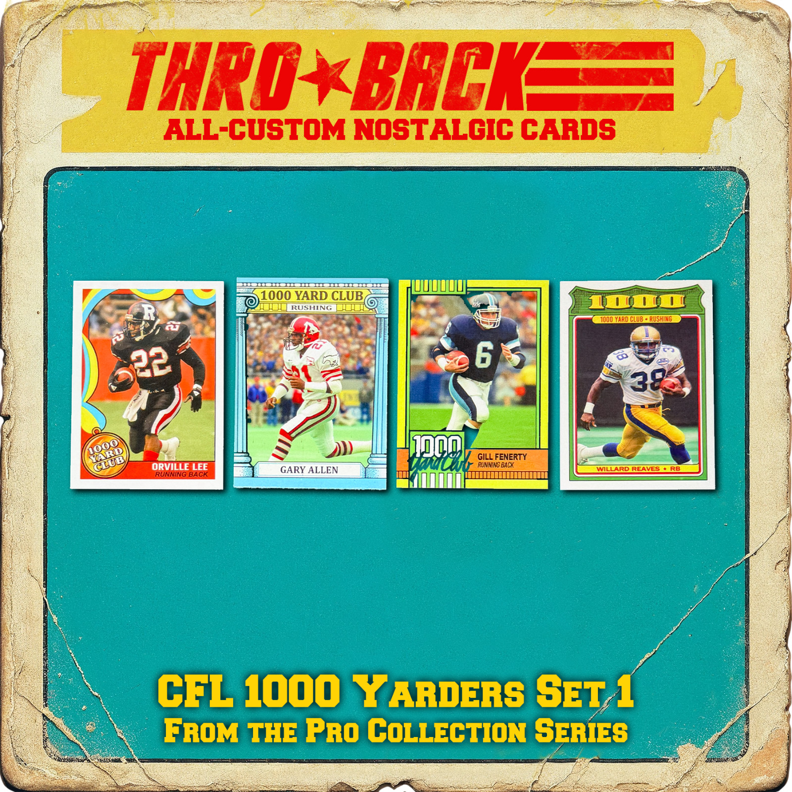 THROBACK custom Football Card CFL 1000 Yard Set 1 Bombers Argos Stampeders