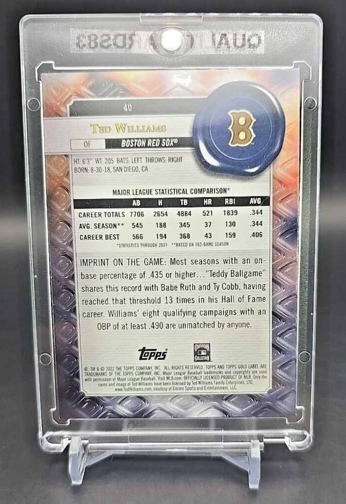 TED WILLIAMS RAINBOW HOLO FOIL GOLD LABEL WITH CASE MLB HOF BOSTON RED SOX