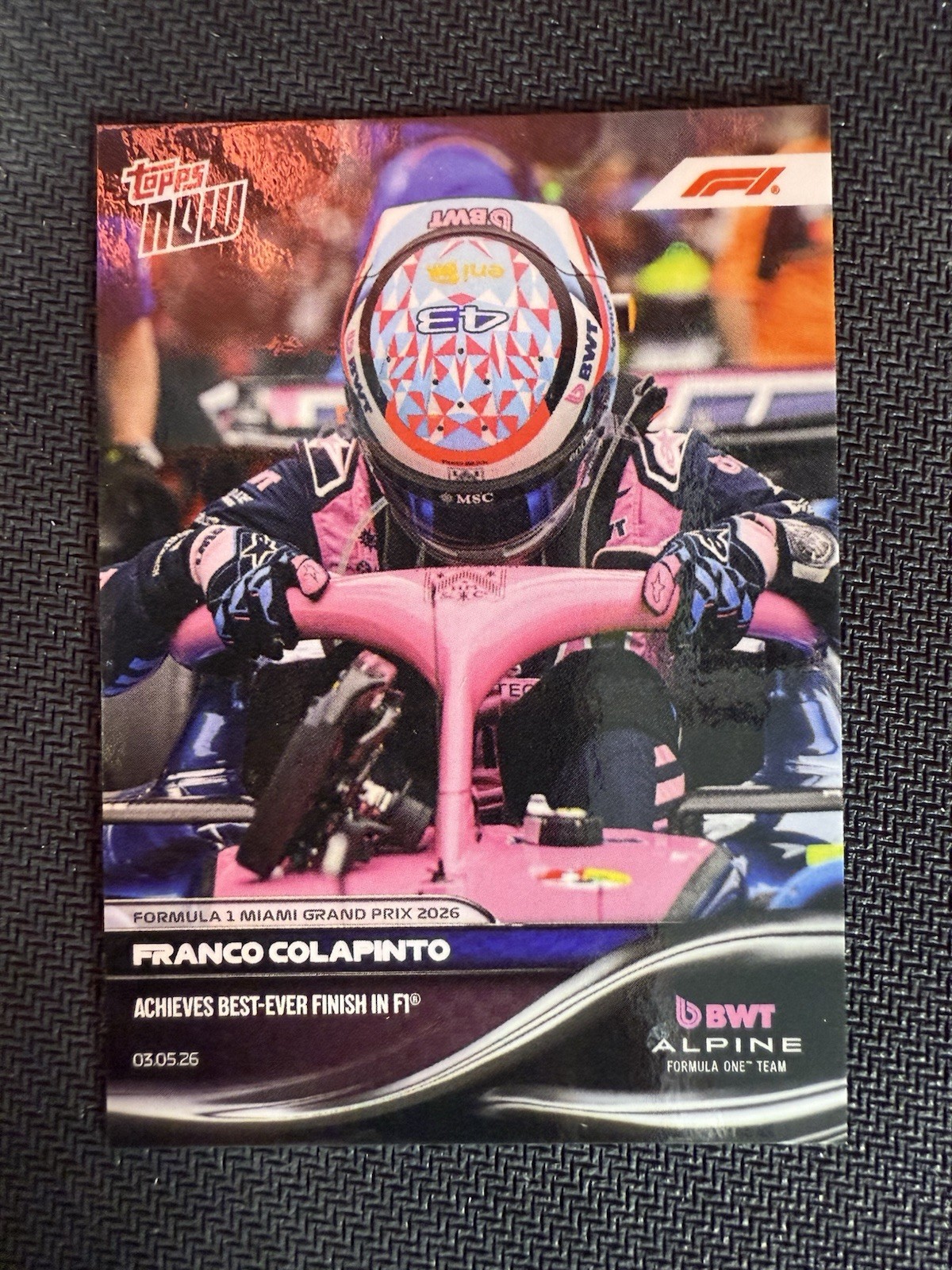 2026 Topps Now Franco Colapinto Miami GP Best Finish F1 Card #027