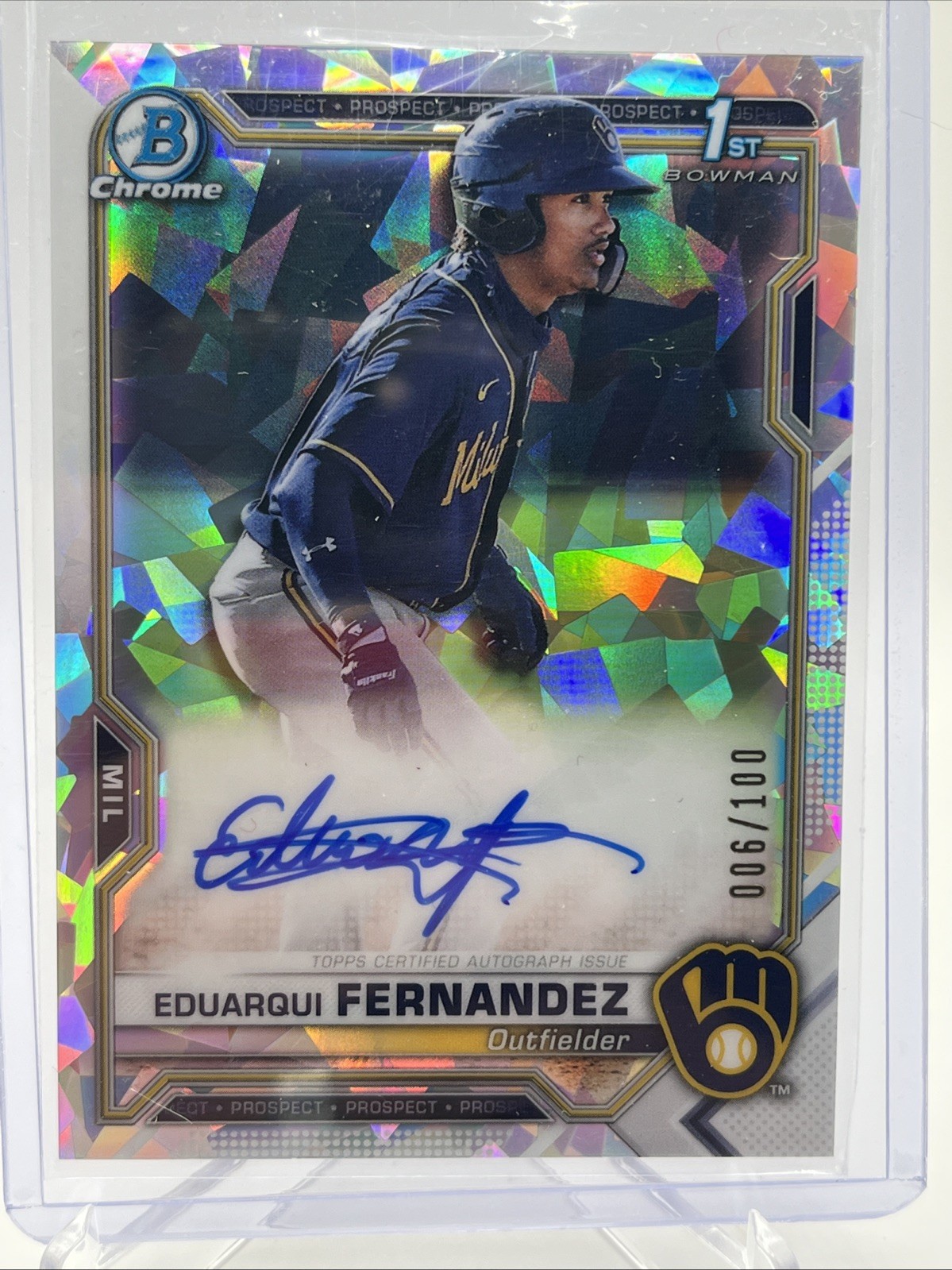 2021 Bowman Chrome – Prospect Autographs Eduarqui Fernandez #CPA-EF Atomic…