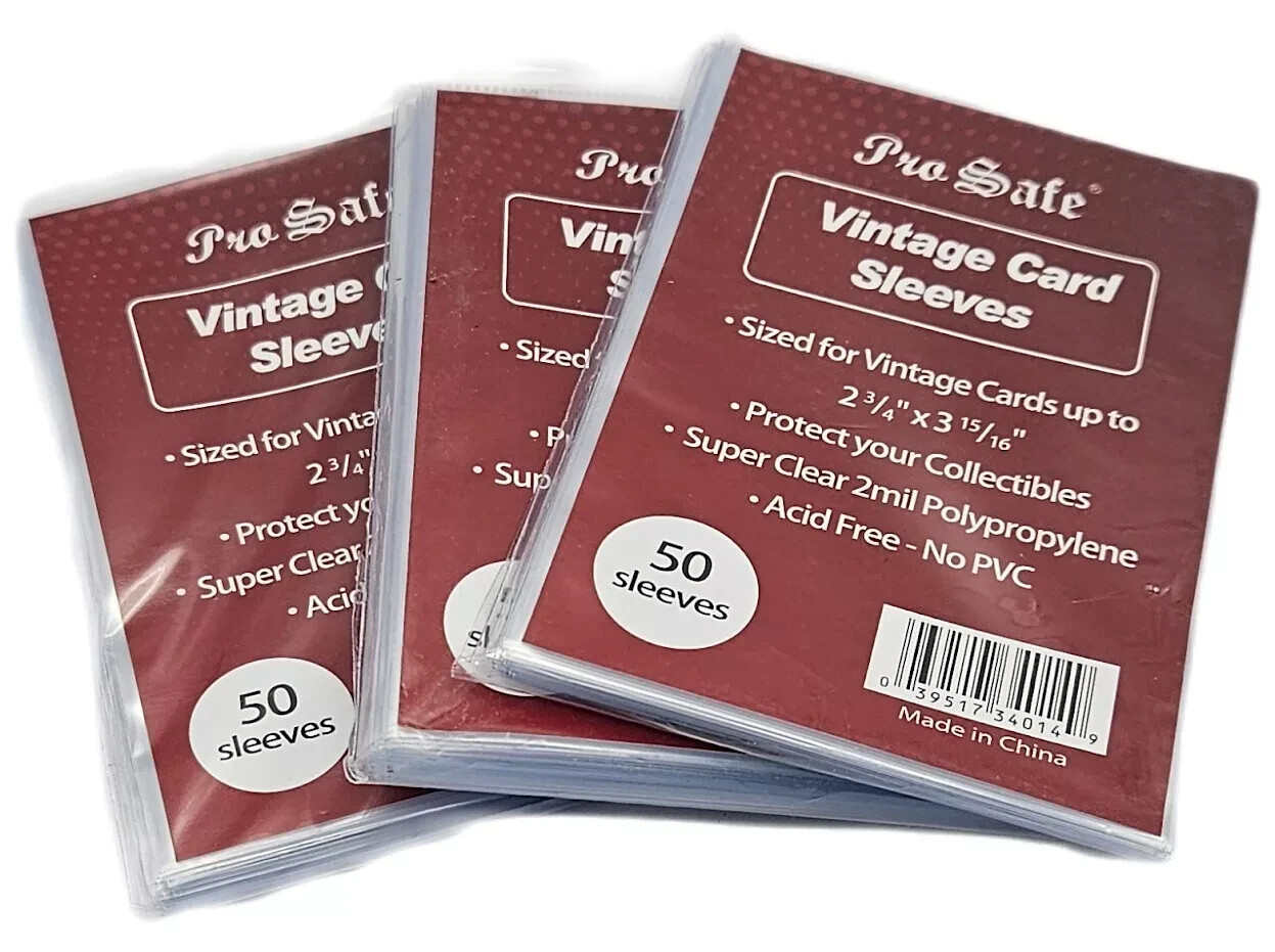 (150-Count) Pro-Safe Vintage Card Sleeves – For 1956 and Older Acid Free No PVC