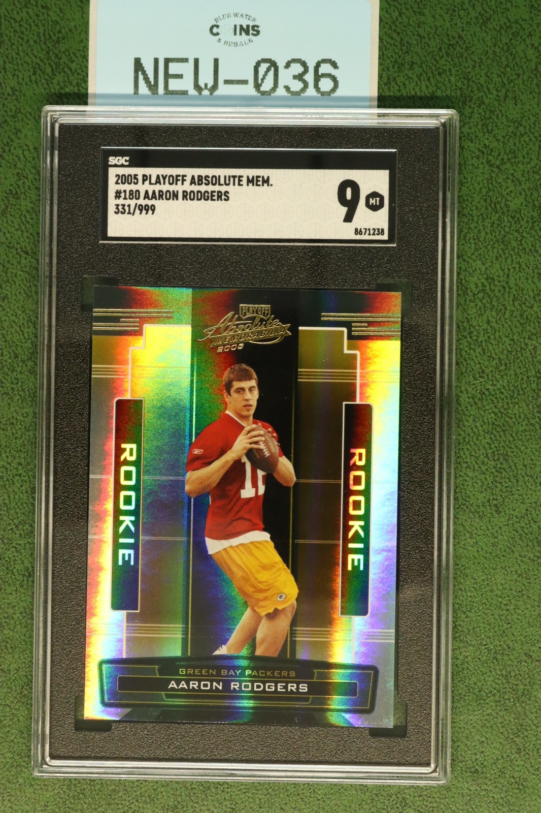 2005 PLLAYOFF ABSOLUTE MEMORBILIA #180 AARON ROGERS RC 331/999 NEW-036