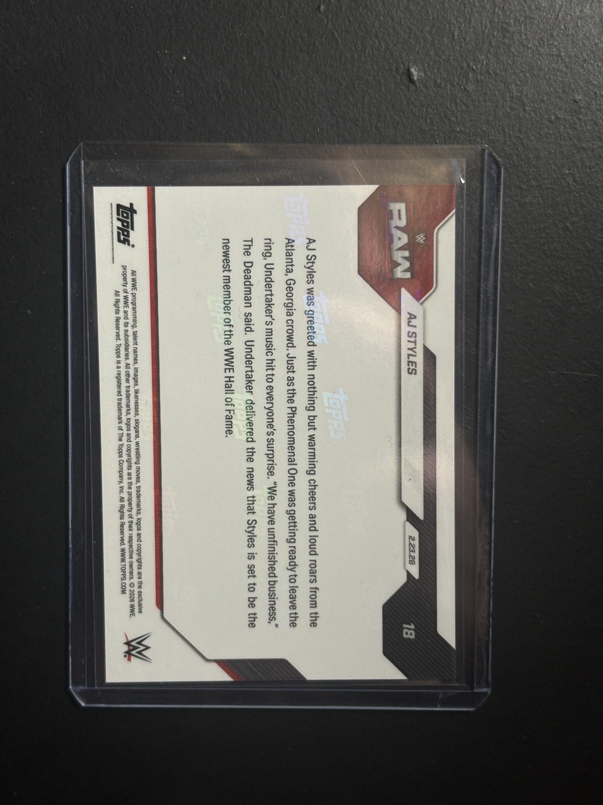 2026 Topps Now WWE – AJ Styles RAW #18