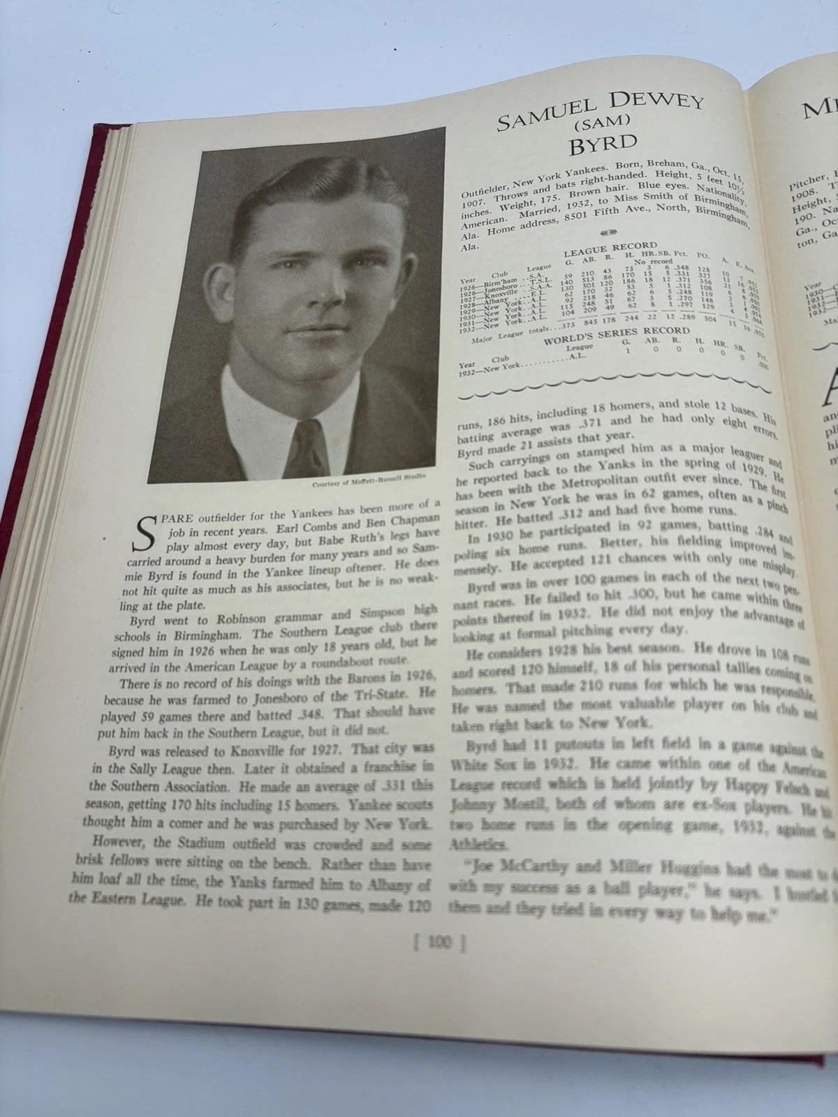1933 Who’s Who in Major League Baseball Book – Large Red Hardcover Edition