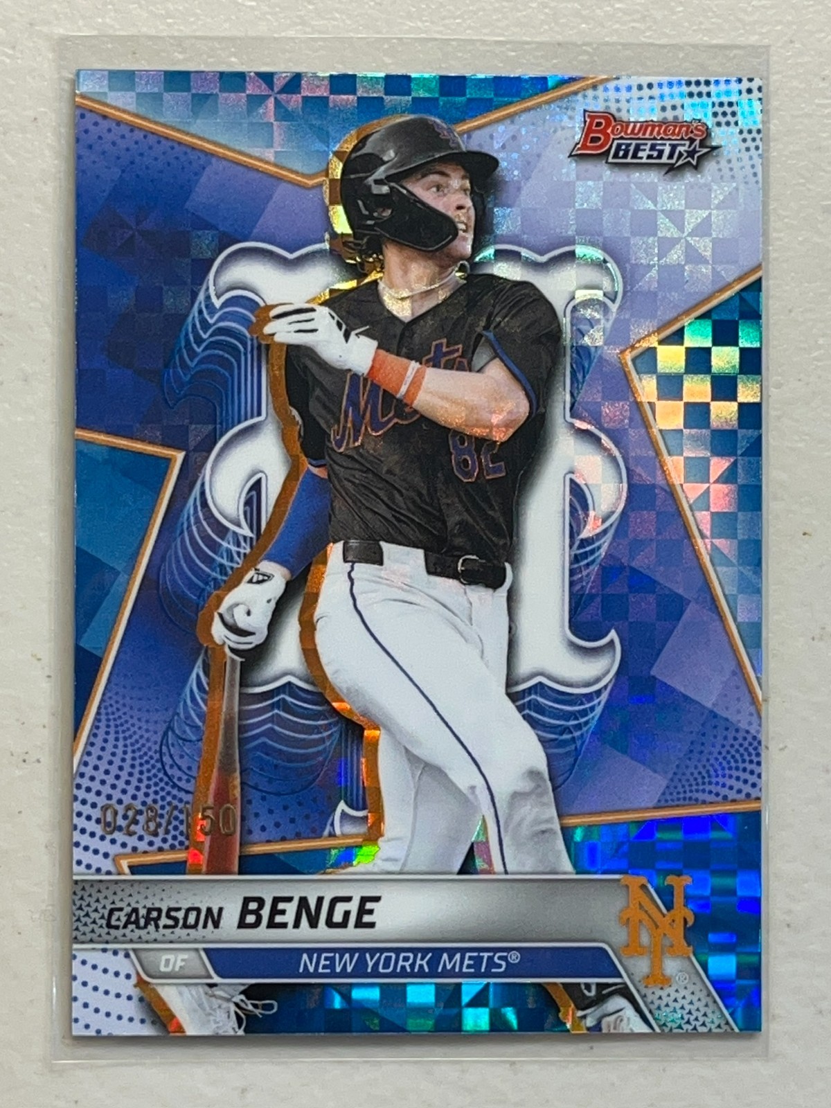 Carson Benge 2025 Bowman’s Best /150 Blue XFractor Refractor Top Prospects TP-22