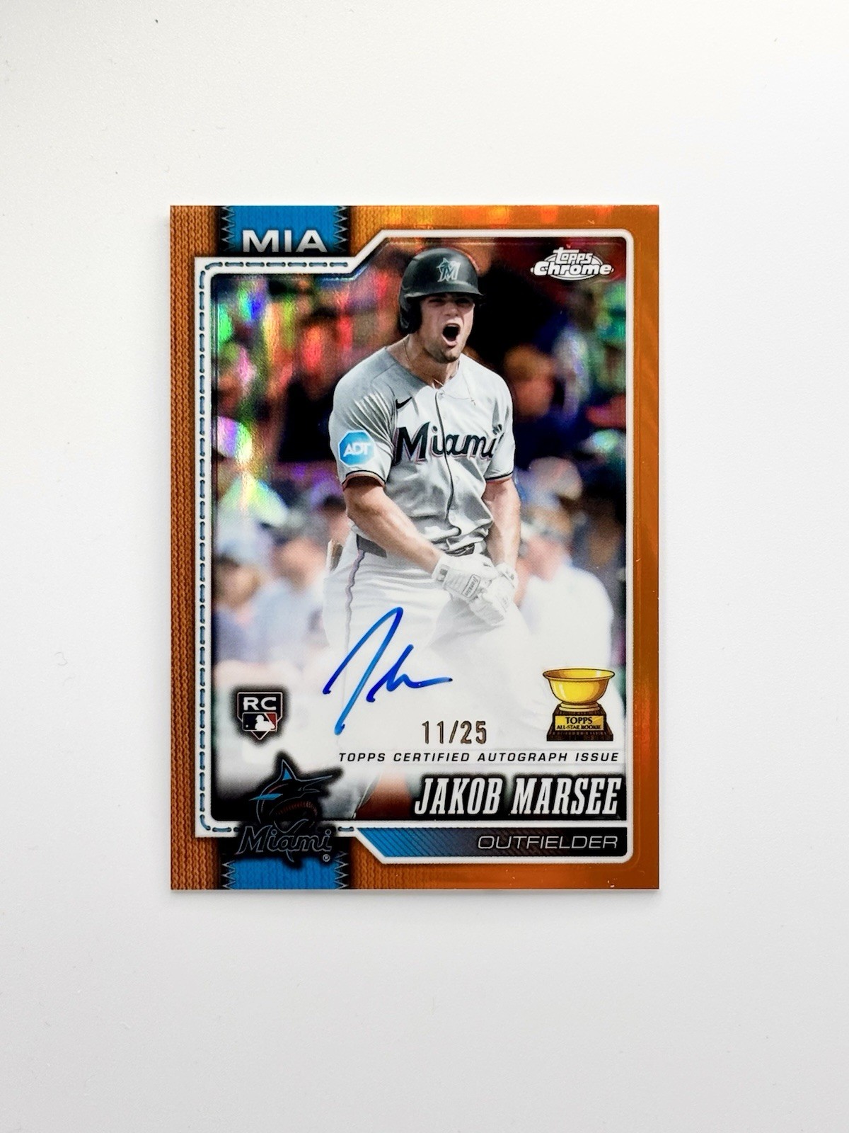 2026 Topps Chrome Jakob Marsee RC Auto TRUE Orange /25 RA-JMA Miami Marlins