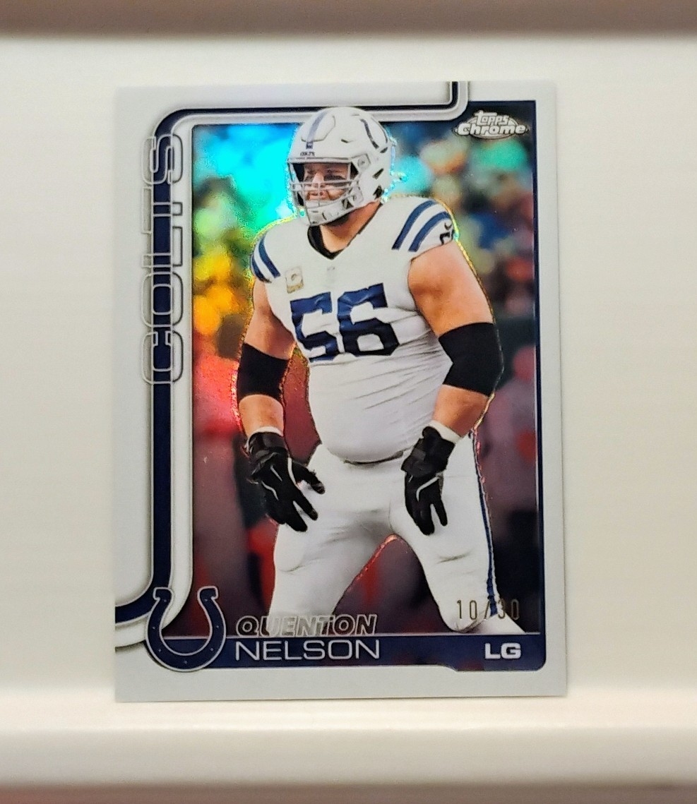 Quenton Nelson White Refractor #/30 Color Match SSP – 2025 Topps Chrome #144