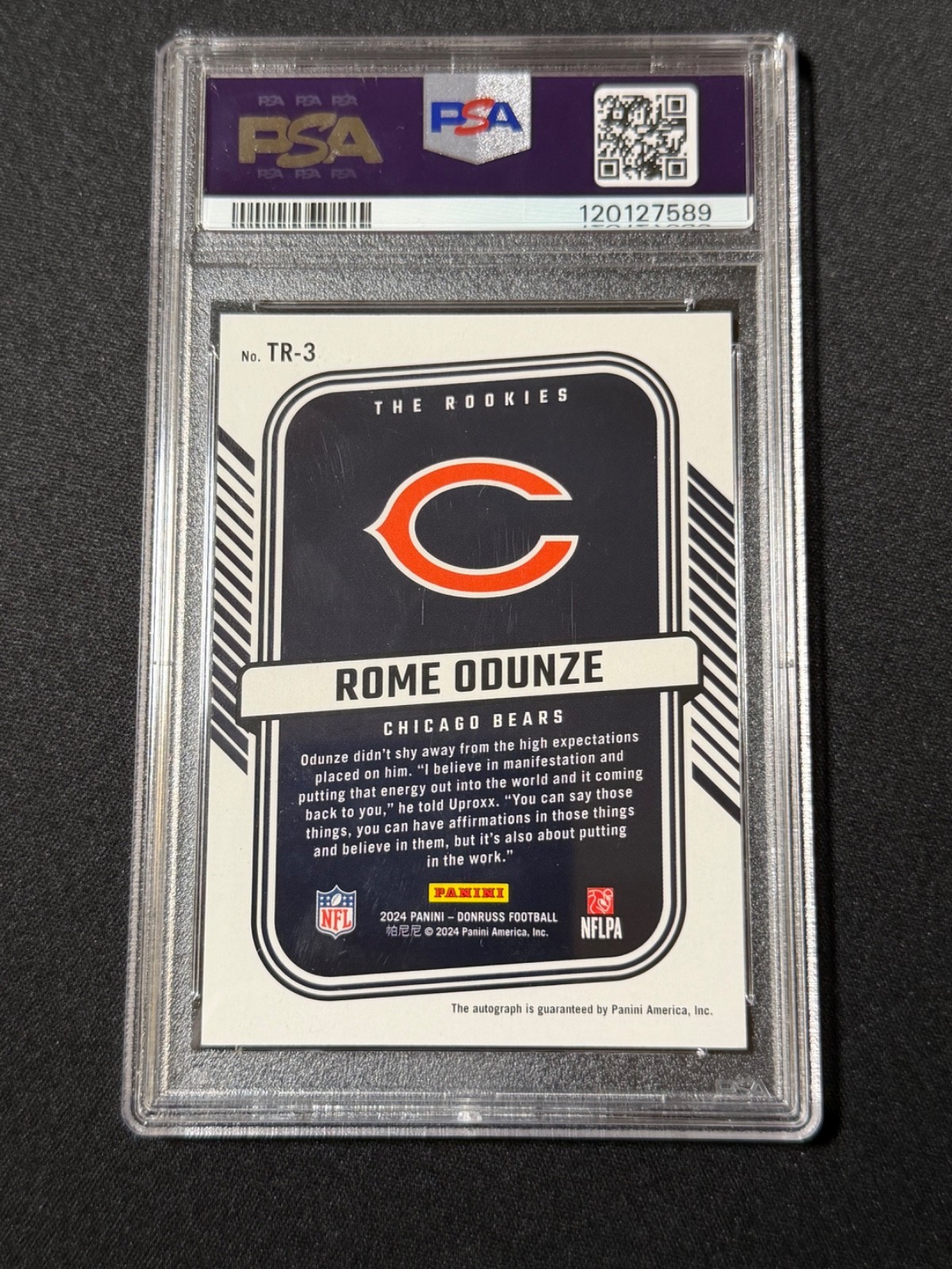 2024 Donruss The Rookies Auto /99 ROME ODUNZE #TR-3 RC Chicago Bears PSA 9
