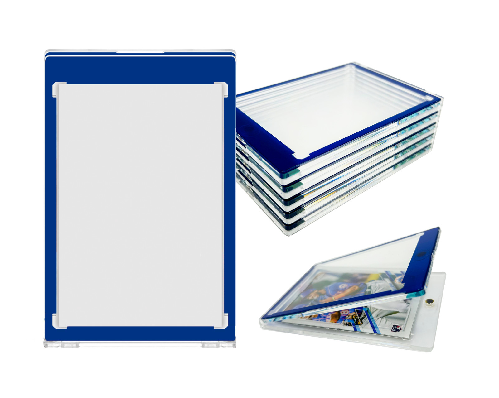 CF Magnetic Card Holder One Touch Case BLUE BORDER – 35PT-260PT Sizes