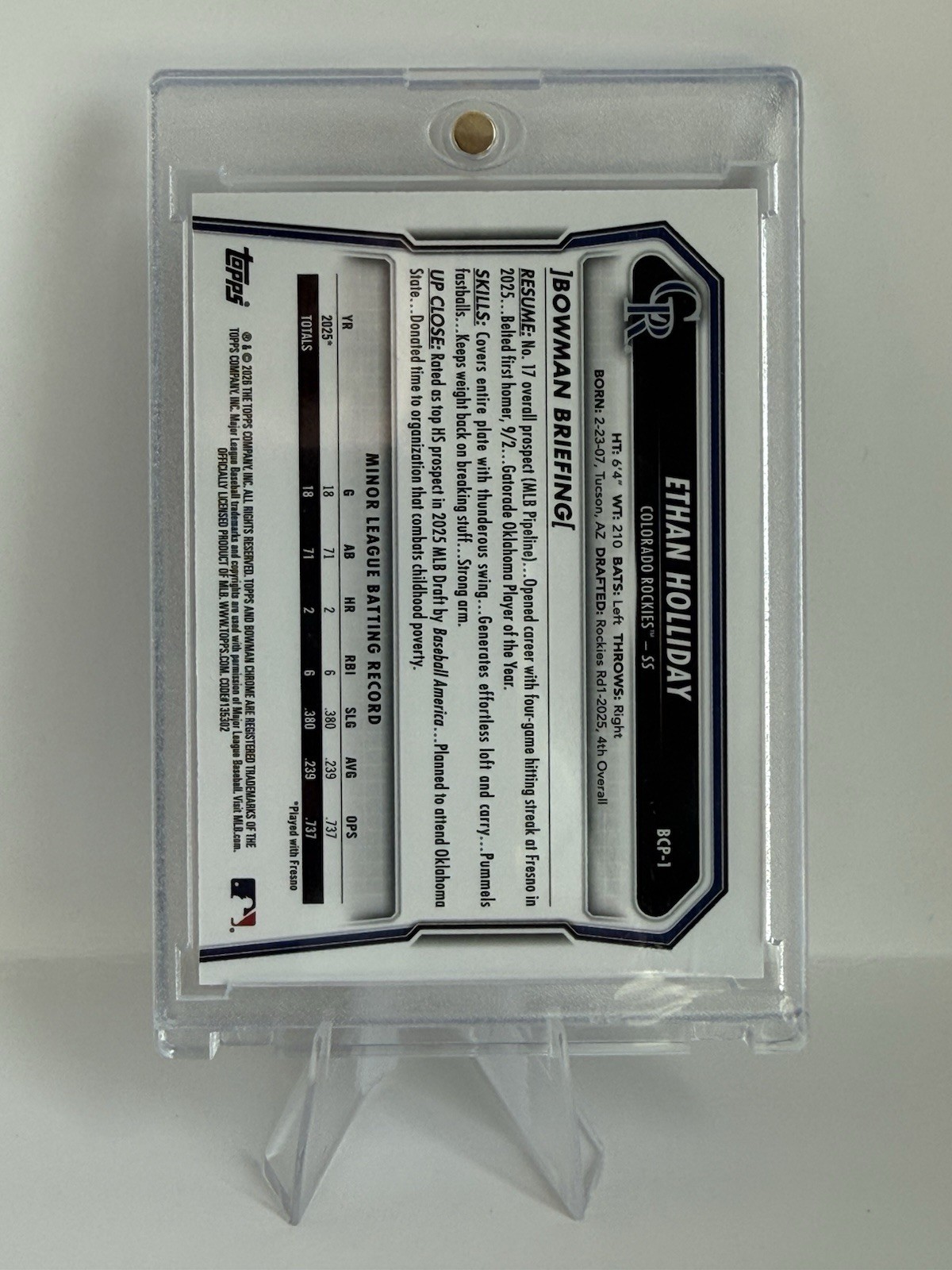 Ethan Holliday 2026 Bowman Chrome Purple Geometric /250