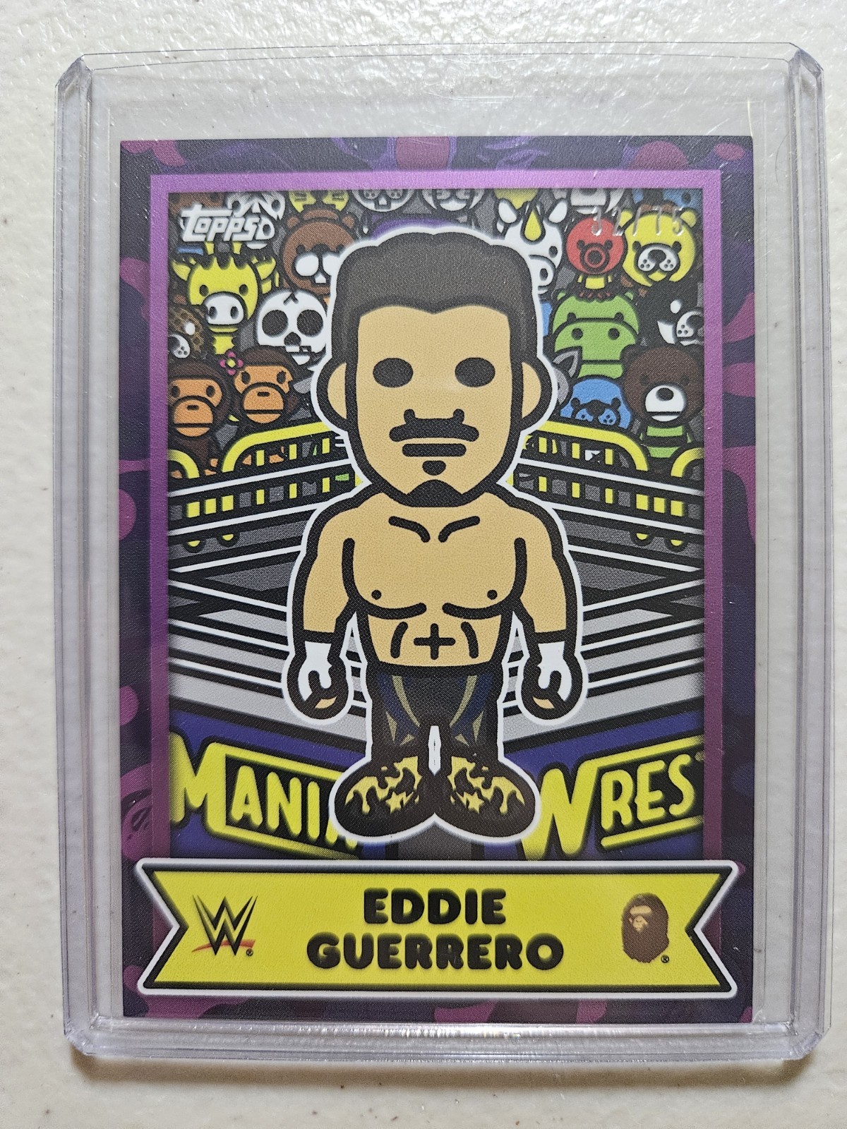2025 Topps WWE x BAPE Eddie Guerrero Baby Milo Insert Purple Camo /75