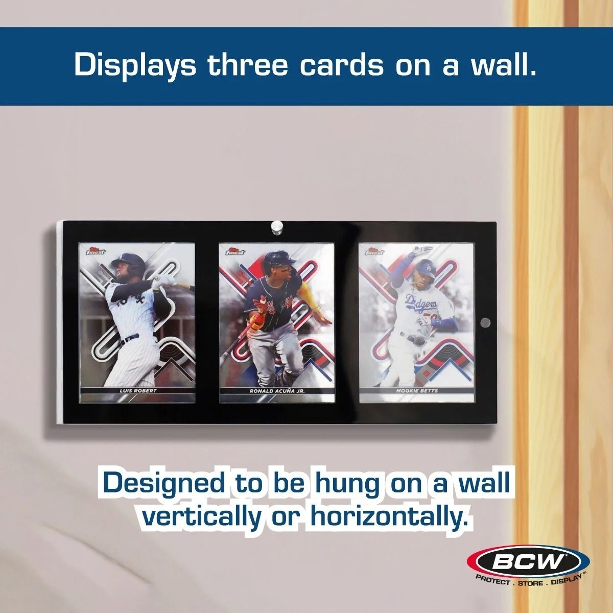 1 BCW 3-Card Magnetic Holder – 35pt Black Border Recessed UV Protection Case New