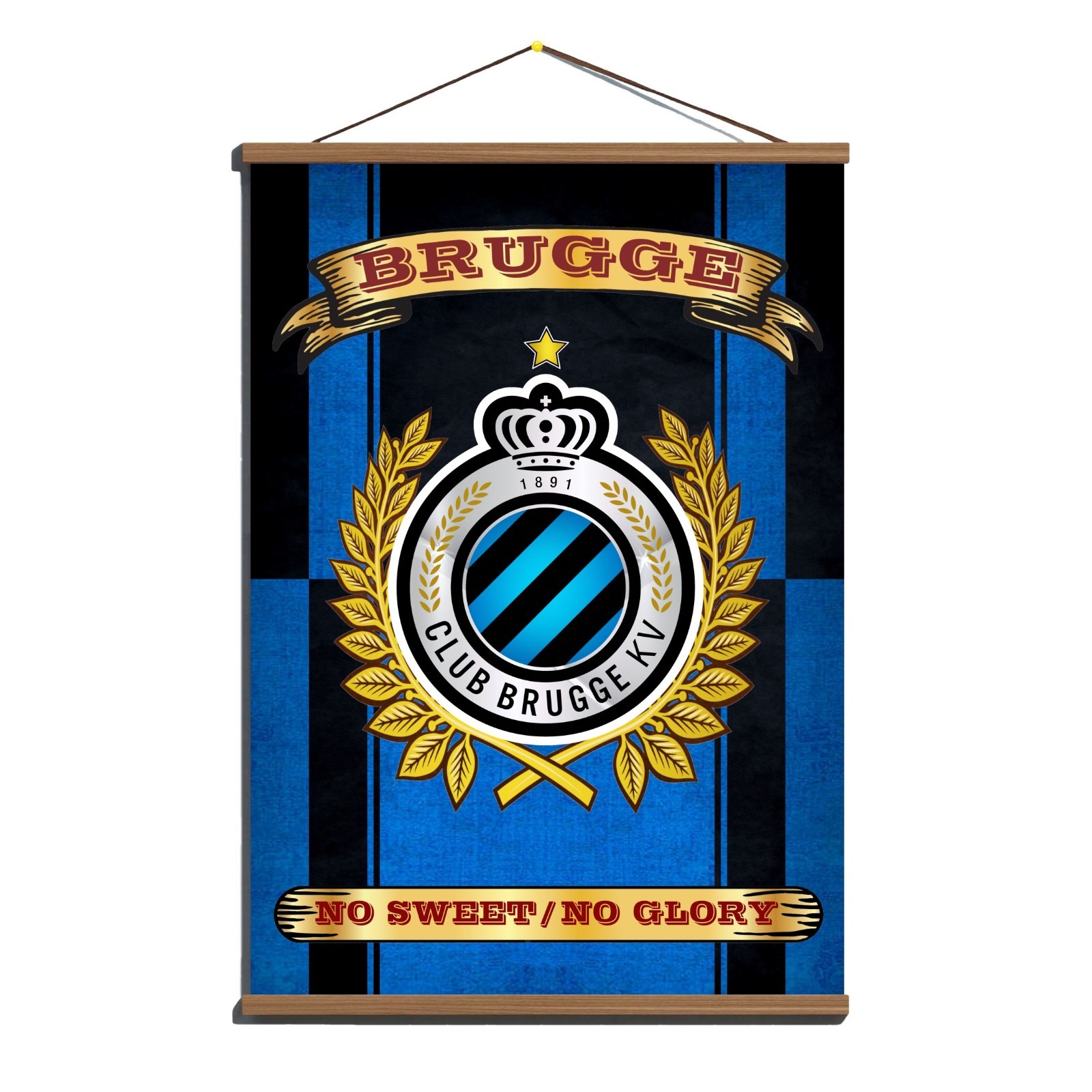 Club BRUGGE KV Unique Design Flag Banner; Cotton Canvas, Magnetic Wooden Hangers