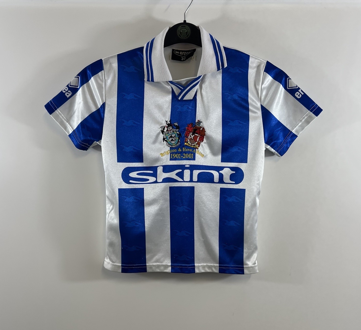 Brighton Centenary Home Football Shirt 2001/02 Children’s 7/8 Years Errea B109