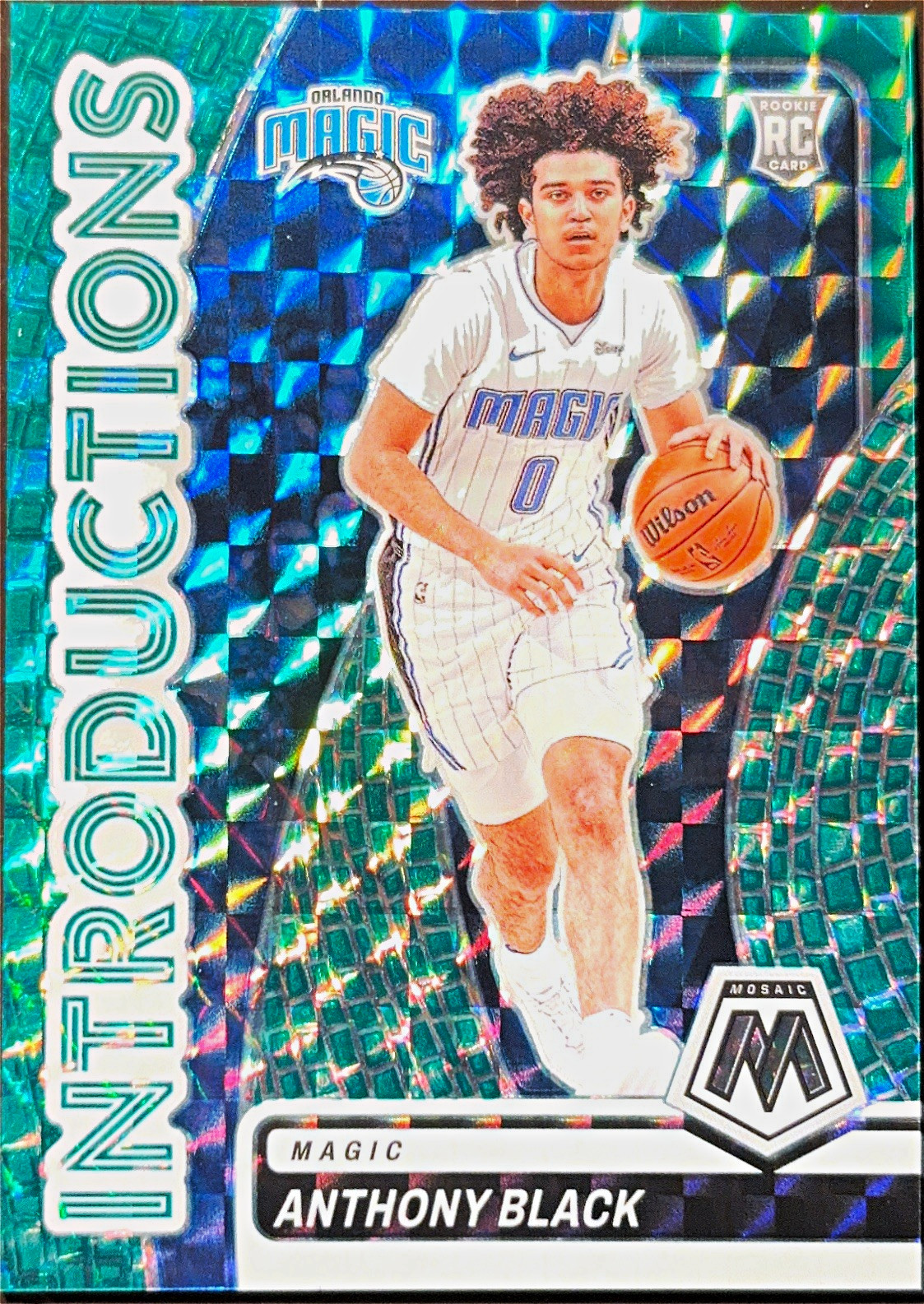 Panini 2023-24 Mosaic Anthony Black RC Introductions Teal Prizm #2 74/75
