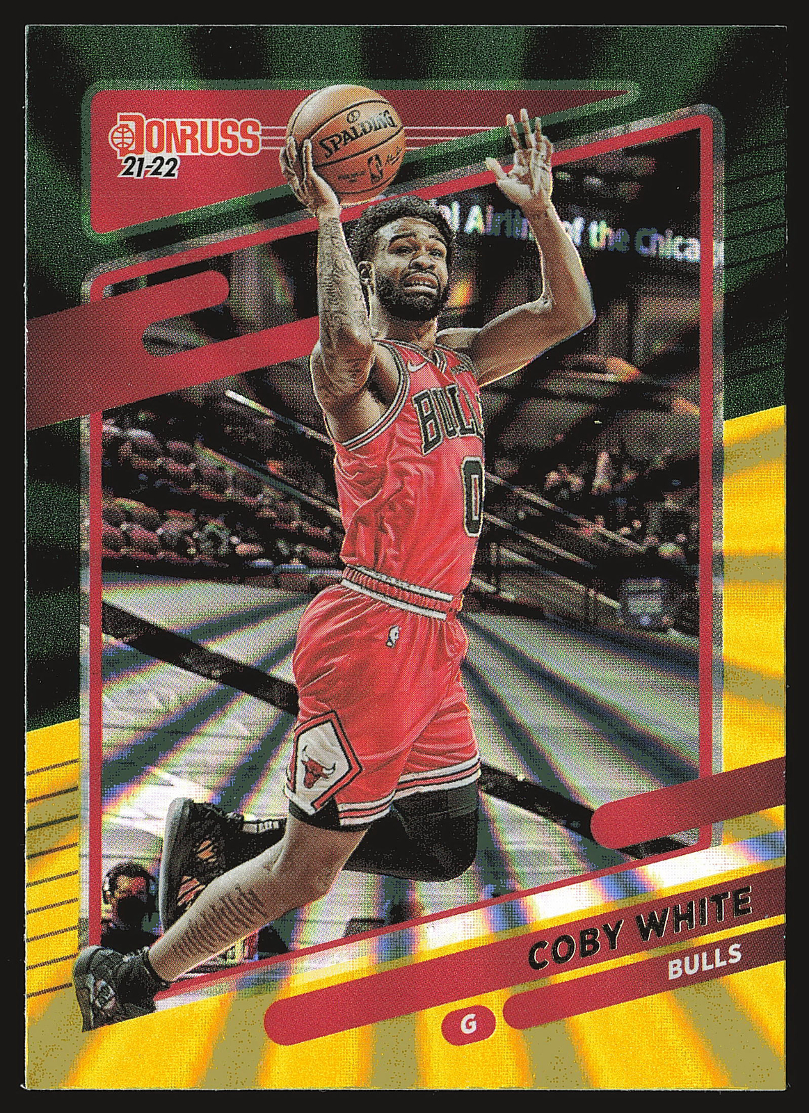 2021-22 Donruss #165 Coby White Holo Green and Yellow Laser