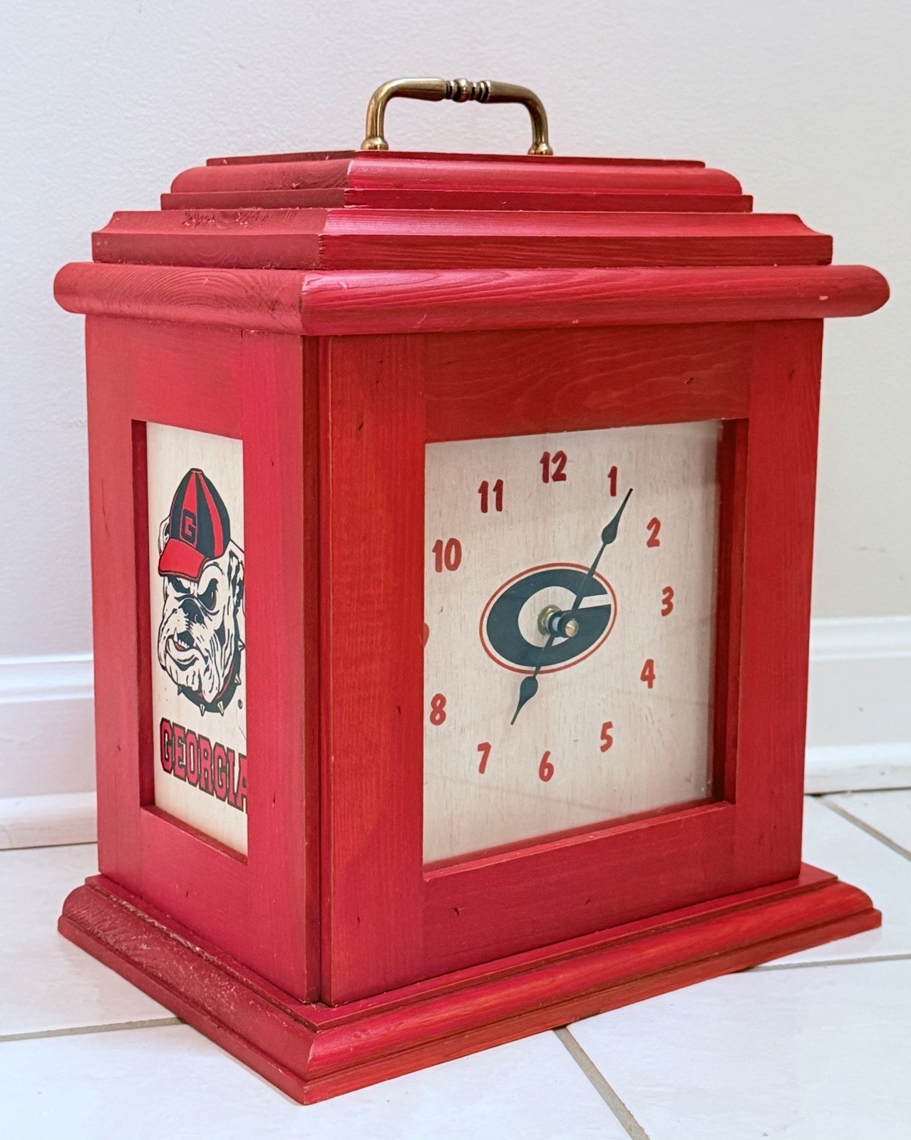 Heavy Wood Georgia Bulldogs Mantle Shelf College Man Cave Game Room Team Decor