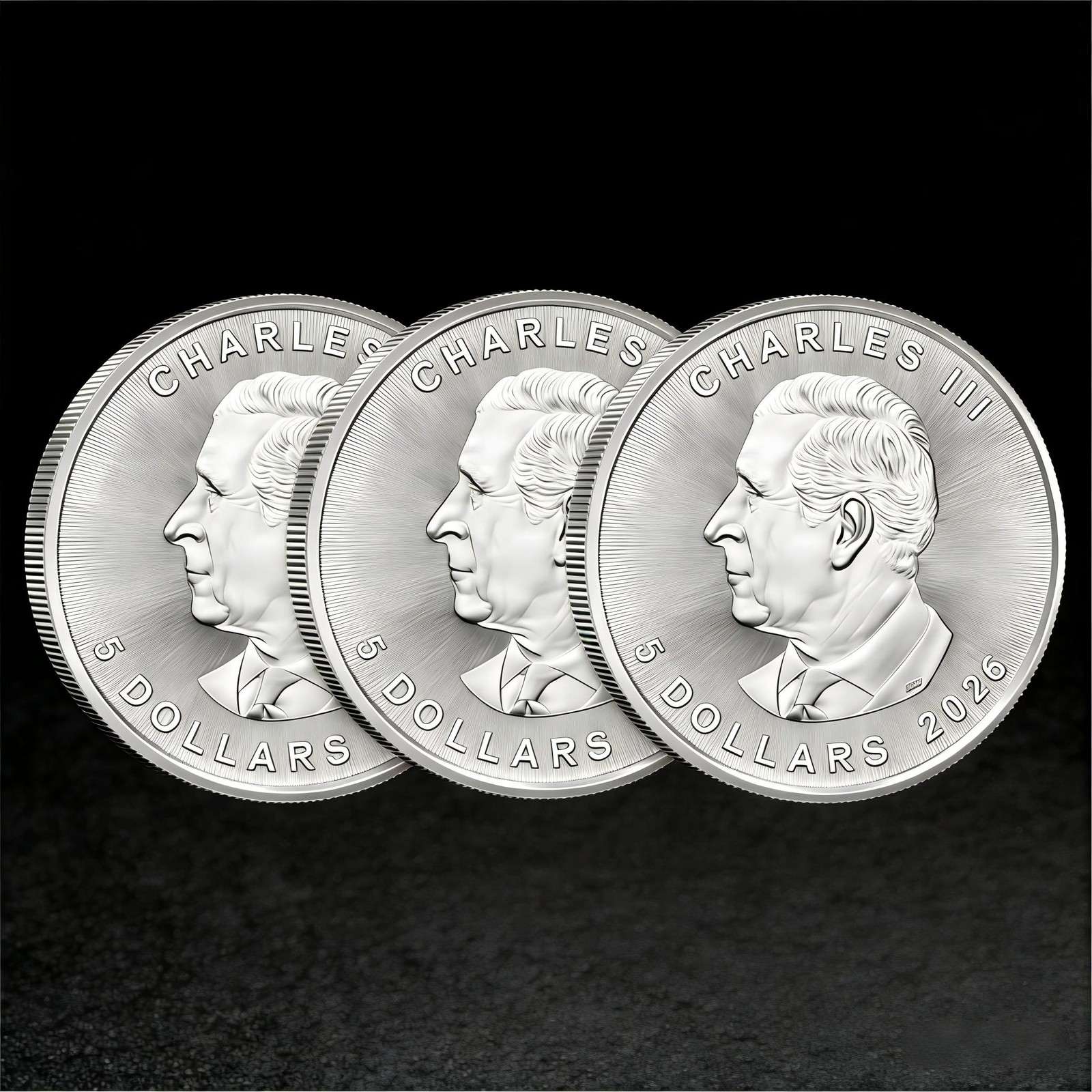 Lot of 3 – 2026 Canadian Maple Leaf Commemorative (0.999999 Purity)