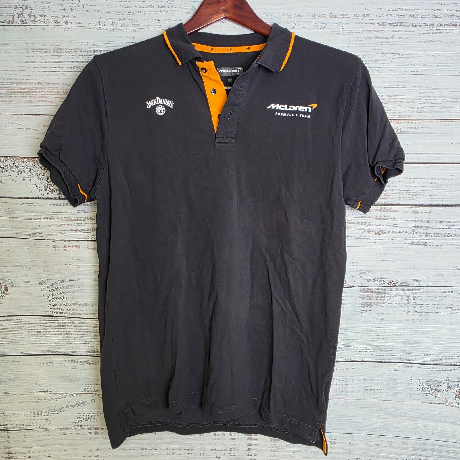 McLaren Formula 1 Team Polo Shirt Grey Orange Jack Daniels Womens Medium GB18401