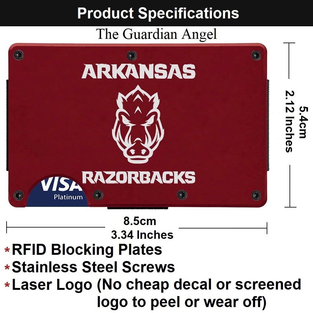Arkansas Razorbacks Engraved Titanium Carbon Fiber RFID Blocking Wallet Gift D7