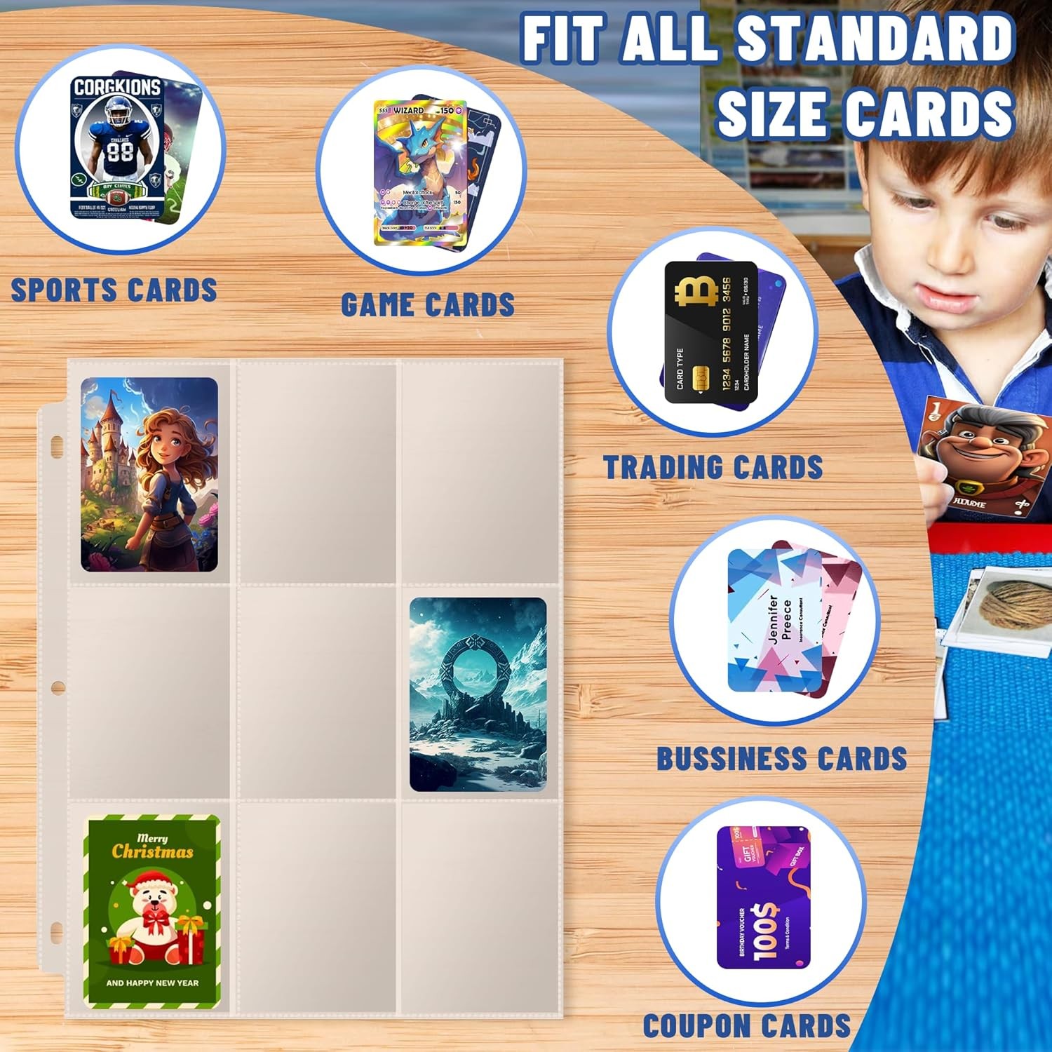 1800 Pocket Trading Card Album Binder Protector Page Sleeves 100 Sheets Baseball