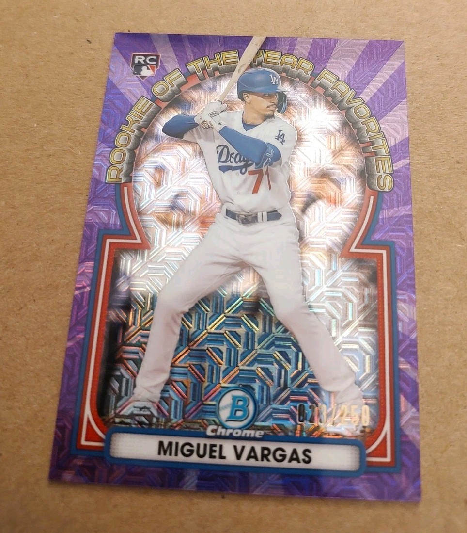 2023 Bowman Purple Mojo Refractor Rookie Of Year Favorites Miguel Vargas /250