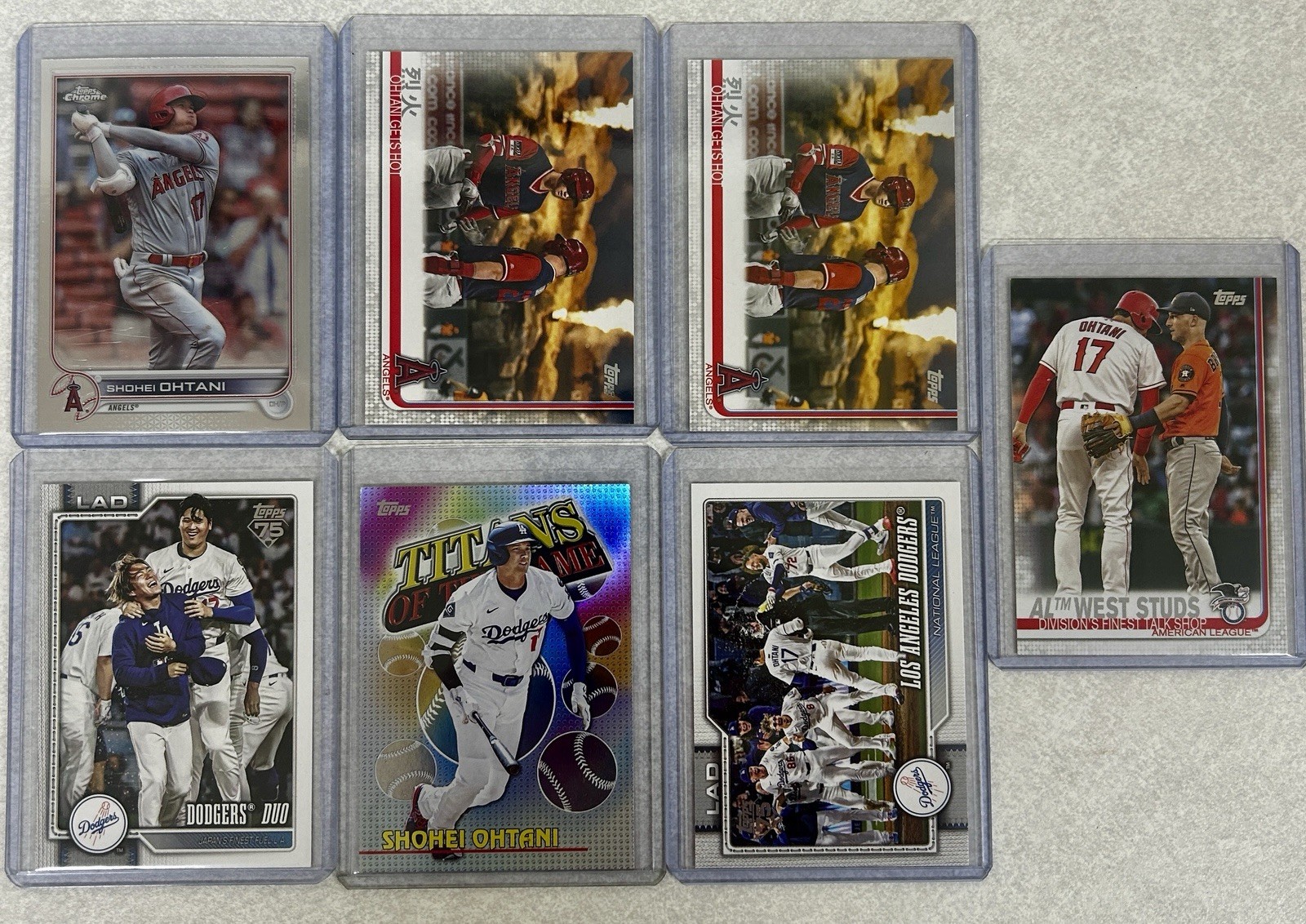 Shohei Ohtani Card Lot 7 Cards Topps chrome 2022 And 2019 Topps Ohtani Gets Hot