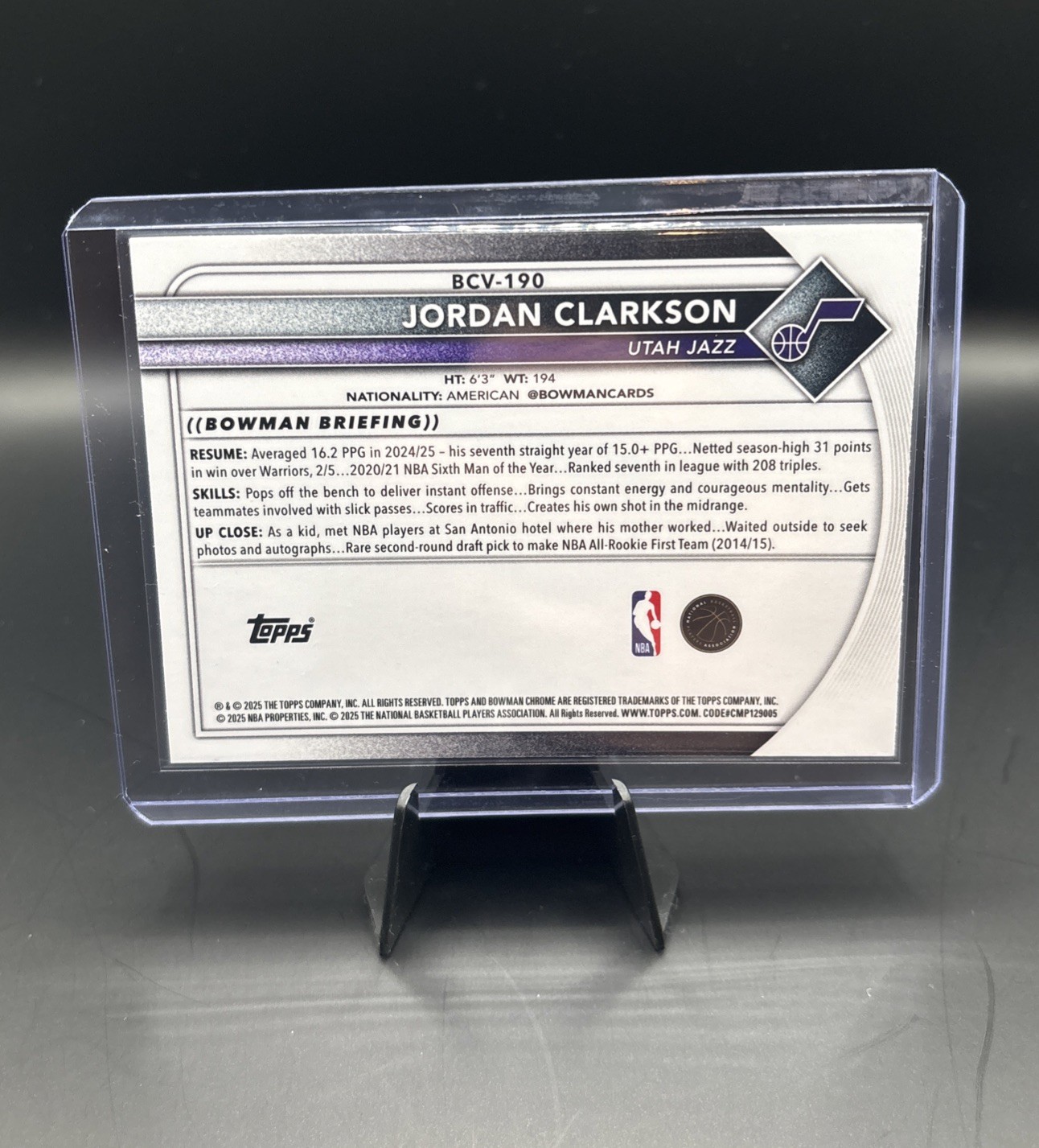 2025-26 Bowman Chrome Jordan Clarkson Green /99 #BCA-JC