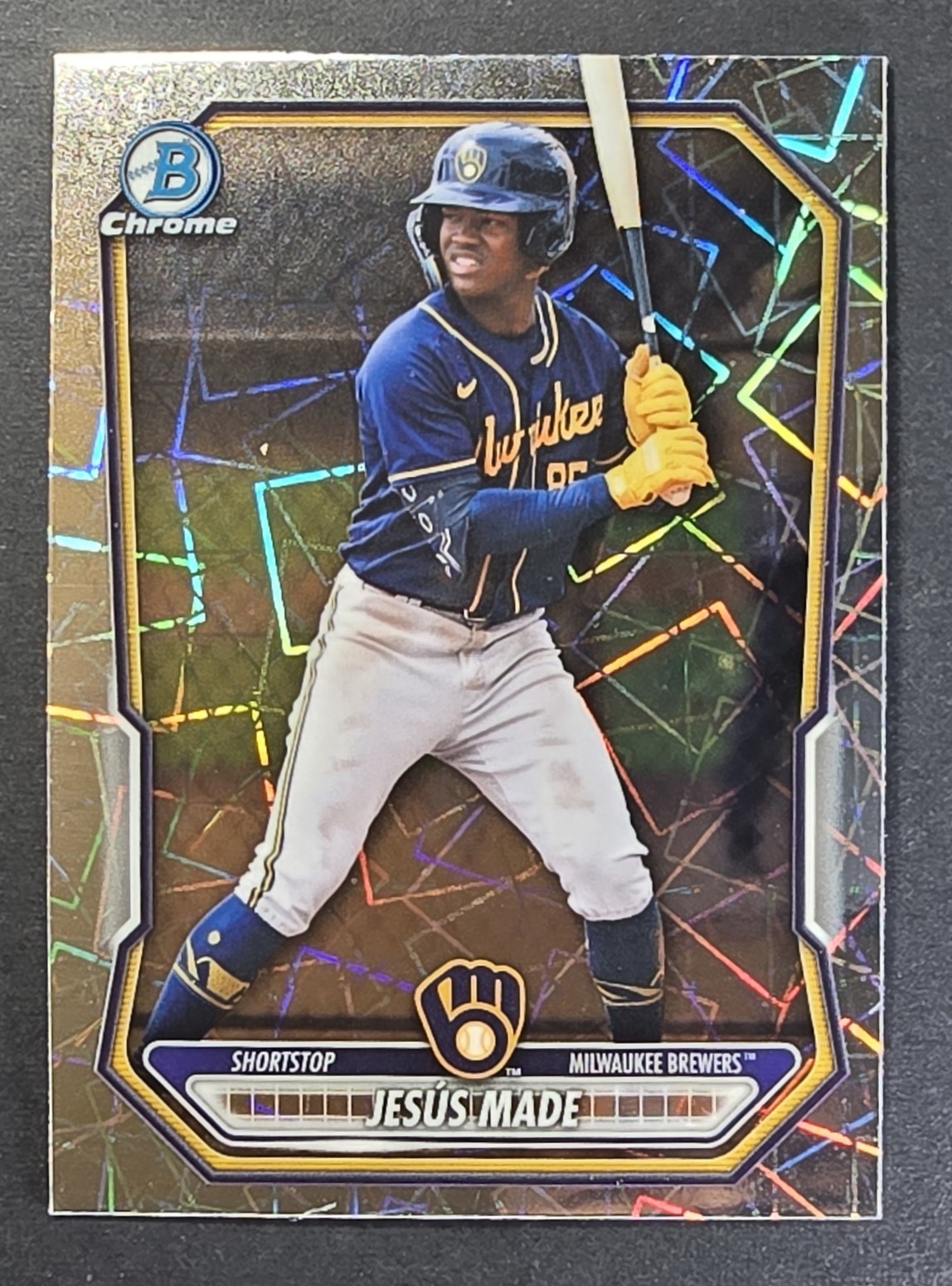 2026 Bowman Jesus Made Chrome Prospects Lazer Refractor #BCP-96 Brewers