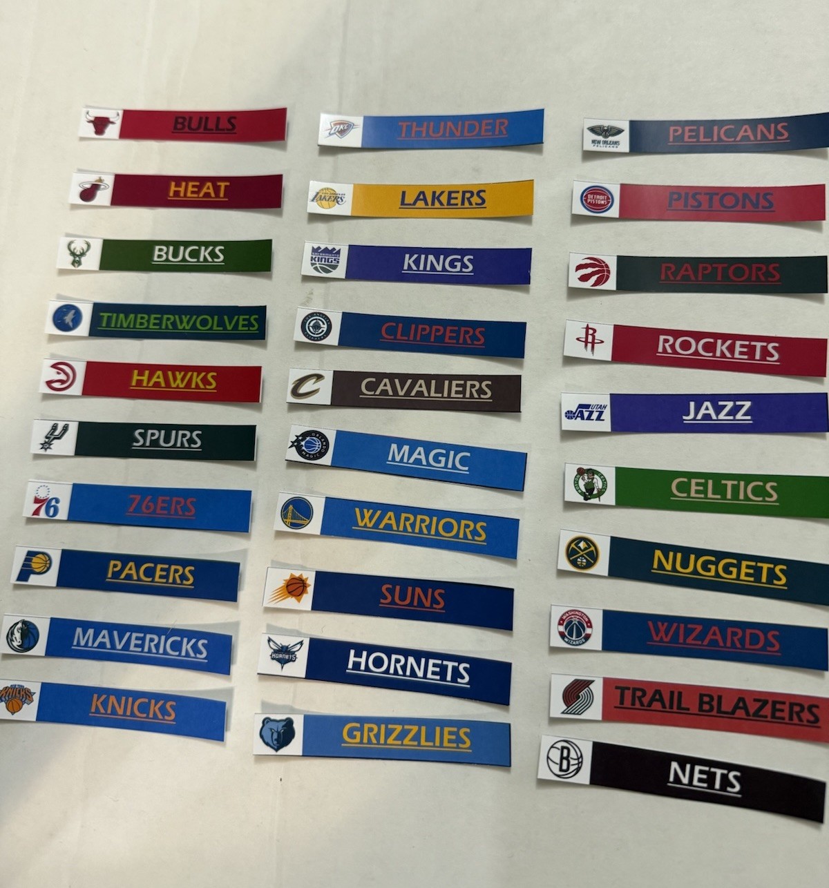 NBA Team Color/Name Labels for BCW Card Dividers – Labels ONLY