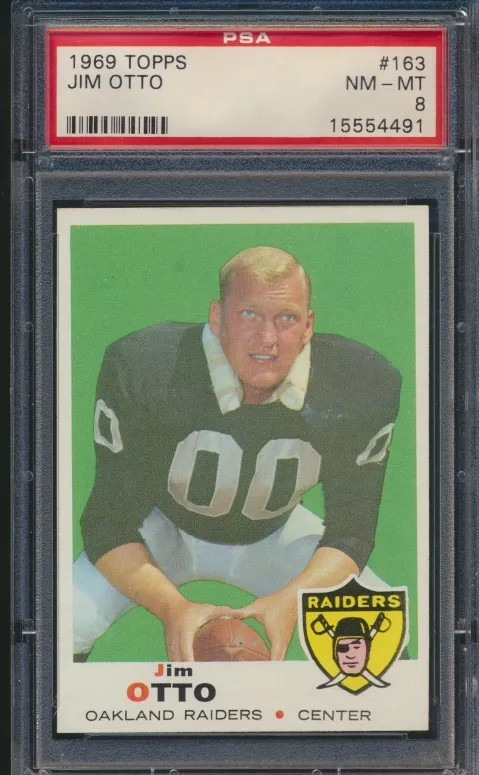 1969 Topps #163 Jim Otto PSA 8 S26-02h