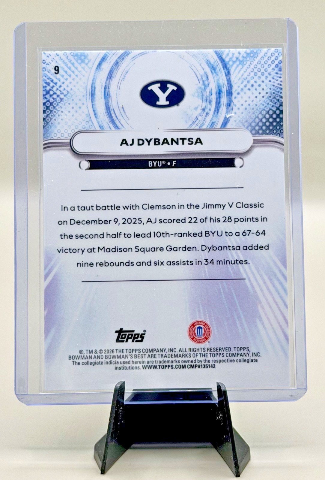 2025-26 Bowman’s Best U AJ Dybantsa Pearl /35 #1 Pick Wizards